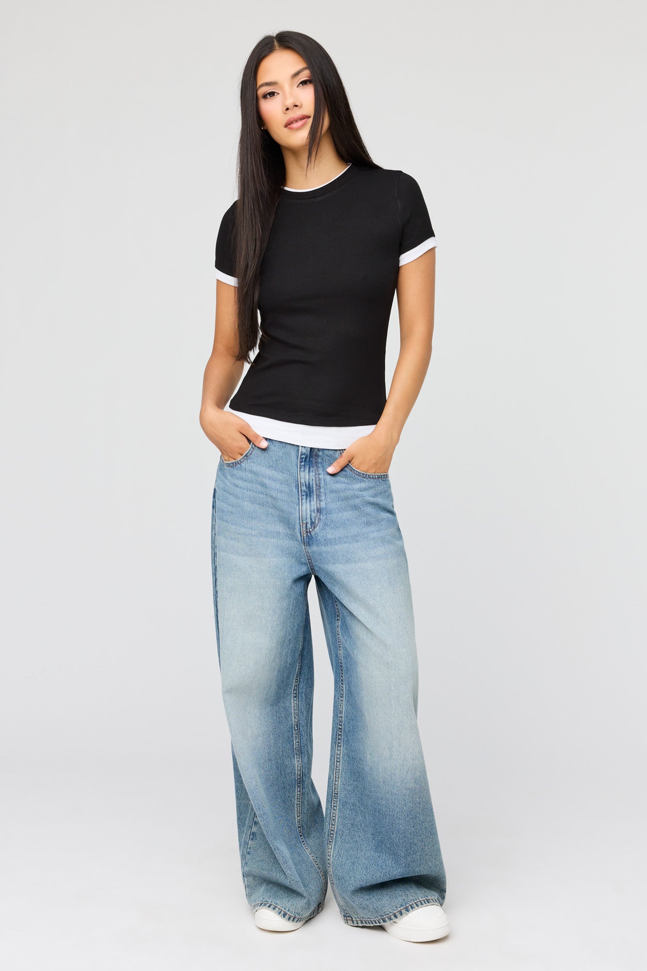 Contrast Ribbed T-Shirt