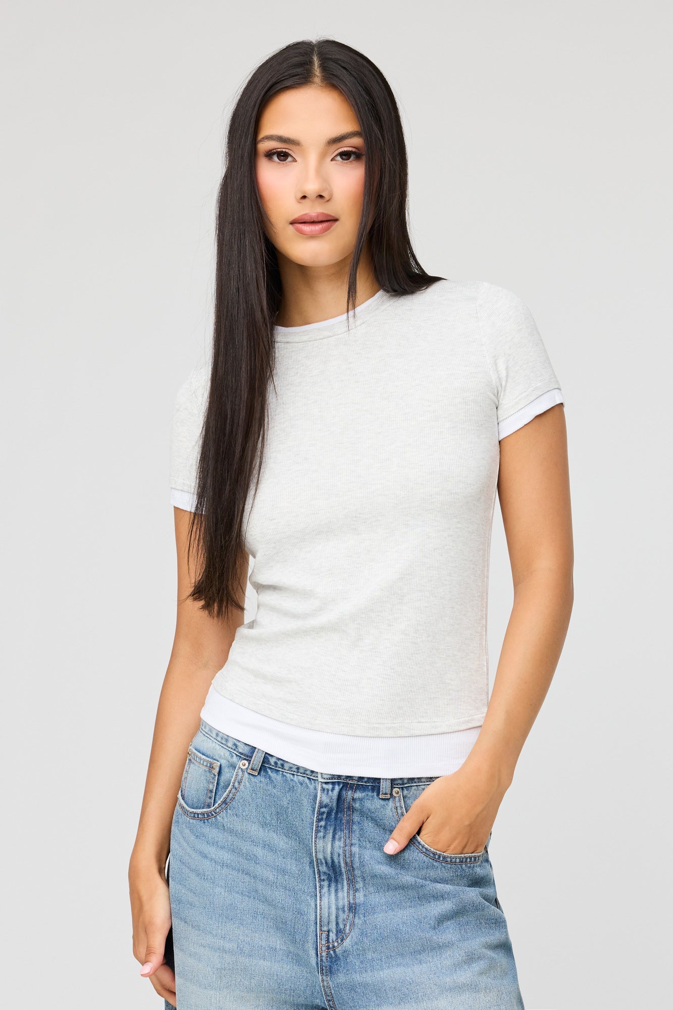 Contrast Ribbed T-Shirt
