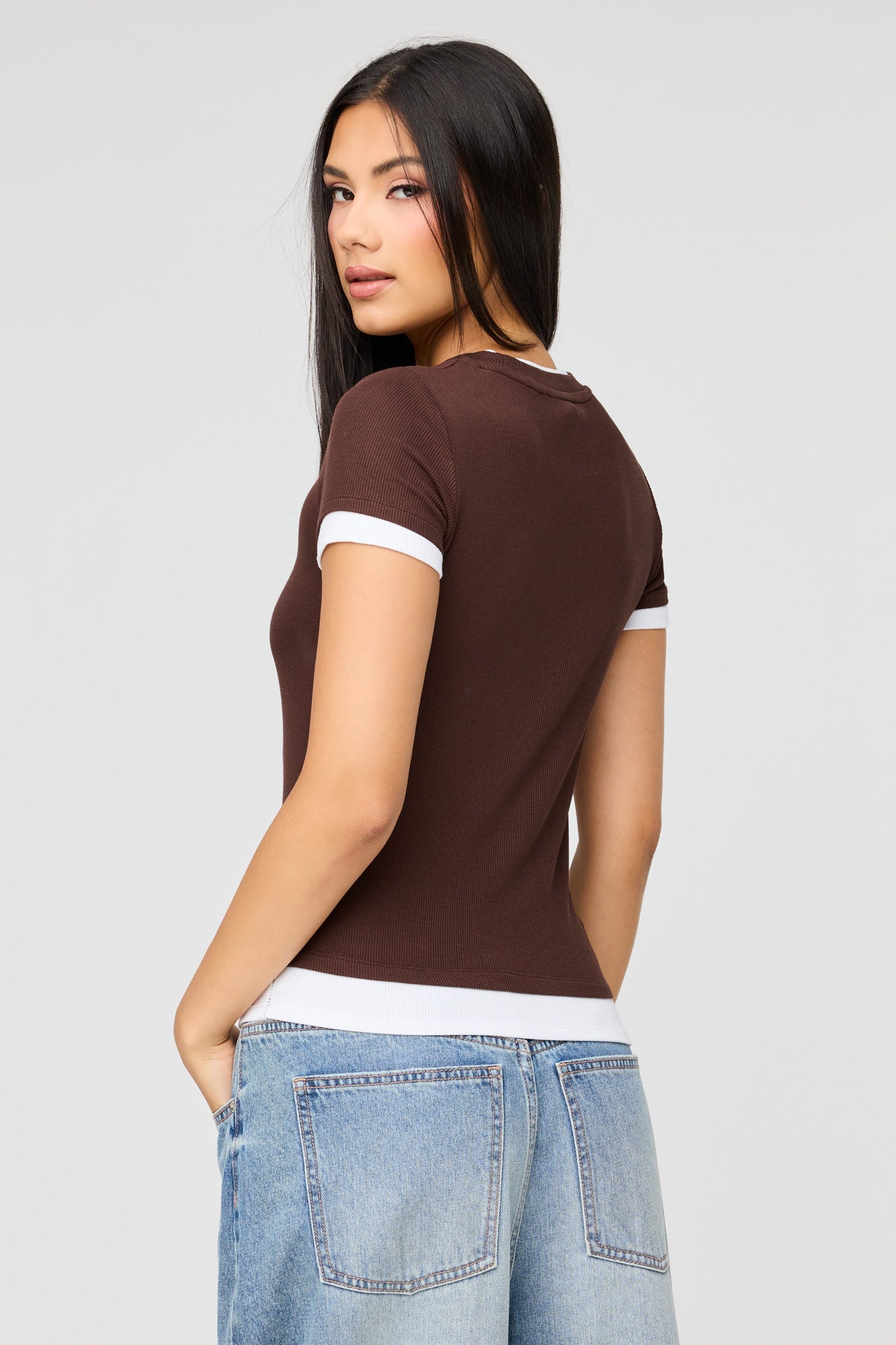 Contrast Ribbed T-Shirt