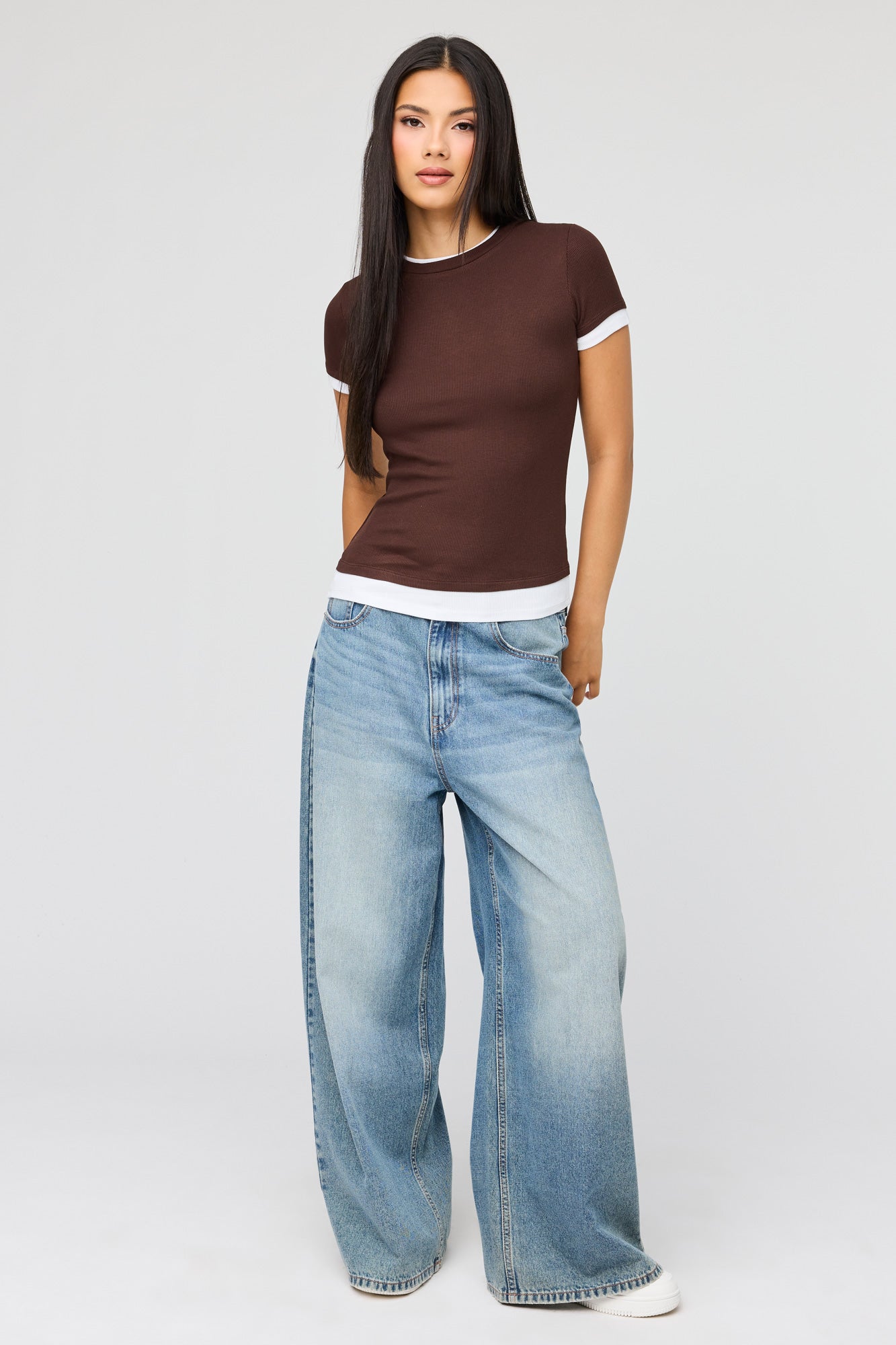 Contrast Ribbed T-Shirt