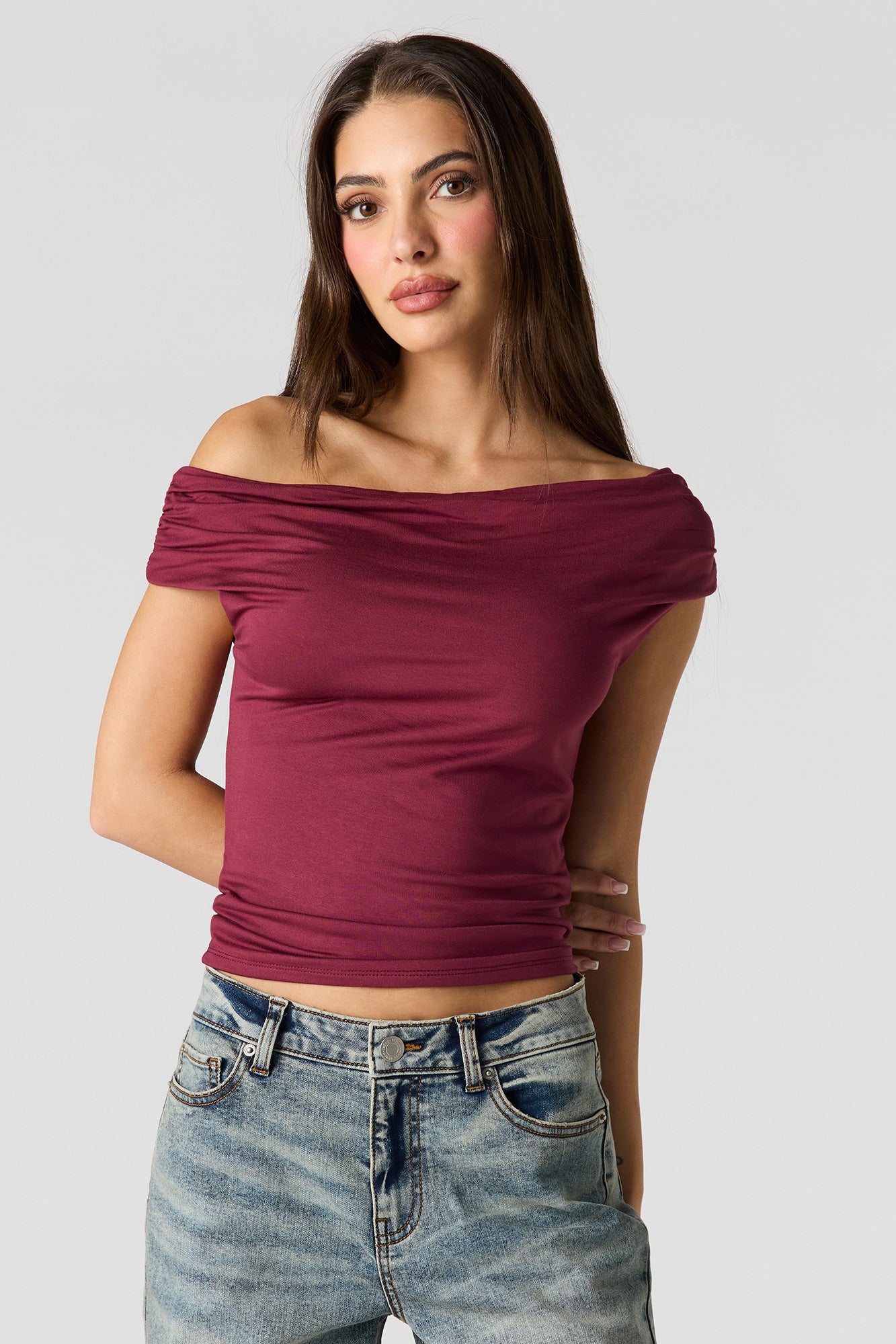 Off Shoulder Ruched Top