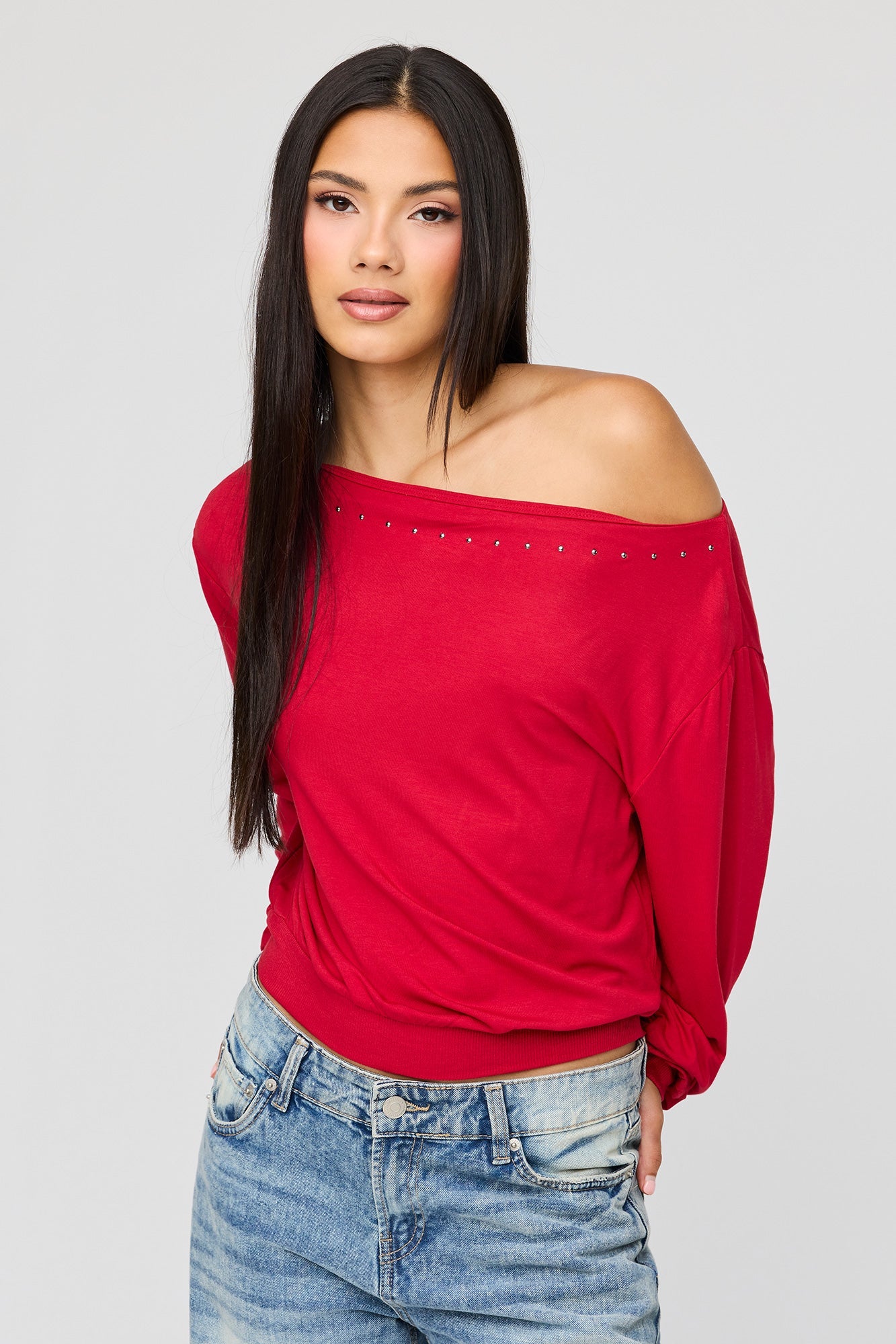 Studded Off Shoulder Top