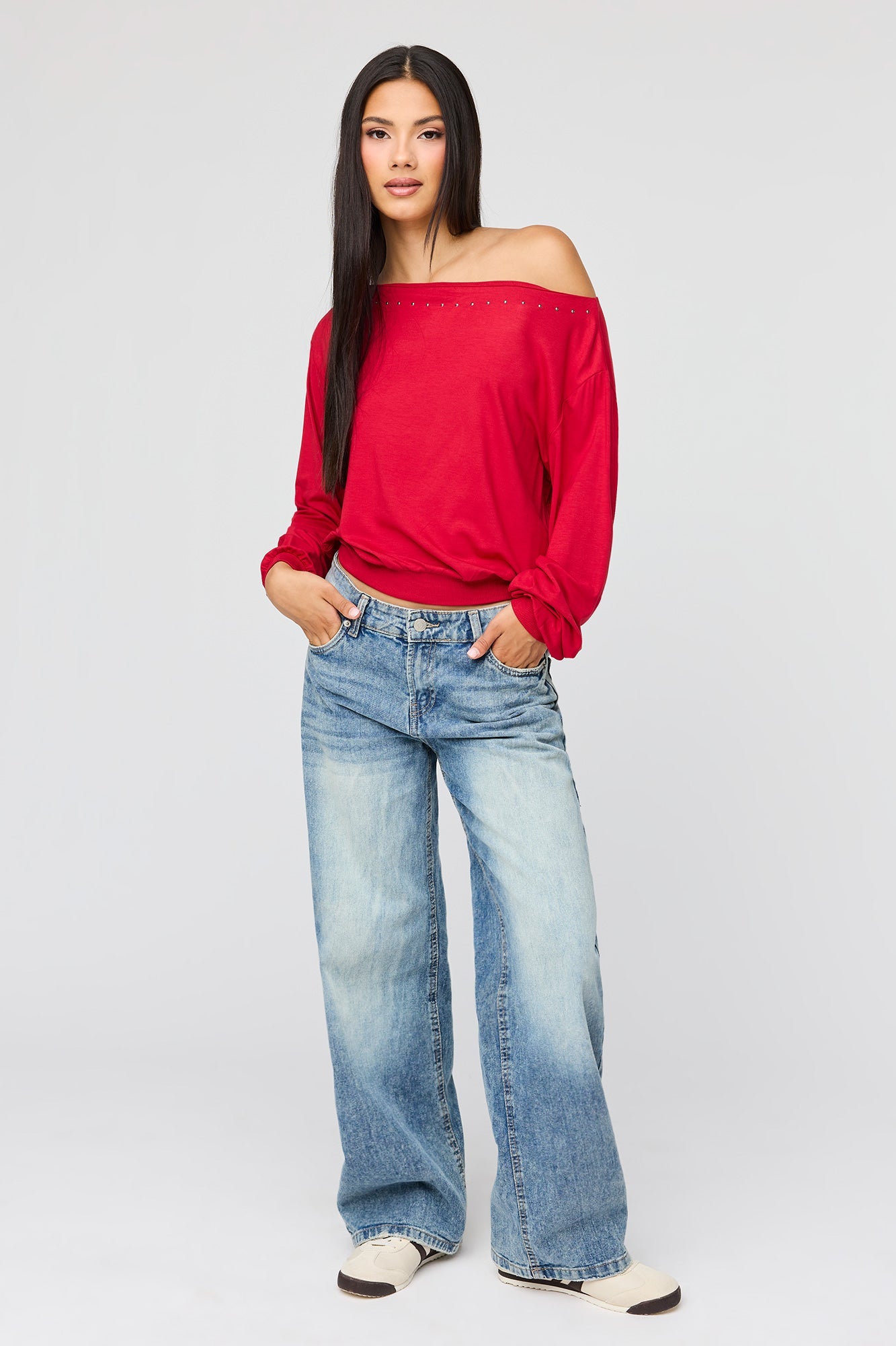 Studded Off Shoulder Top