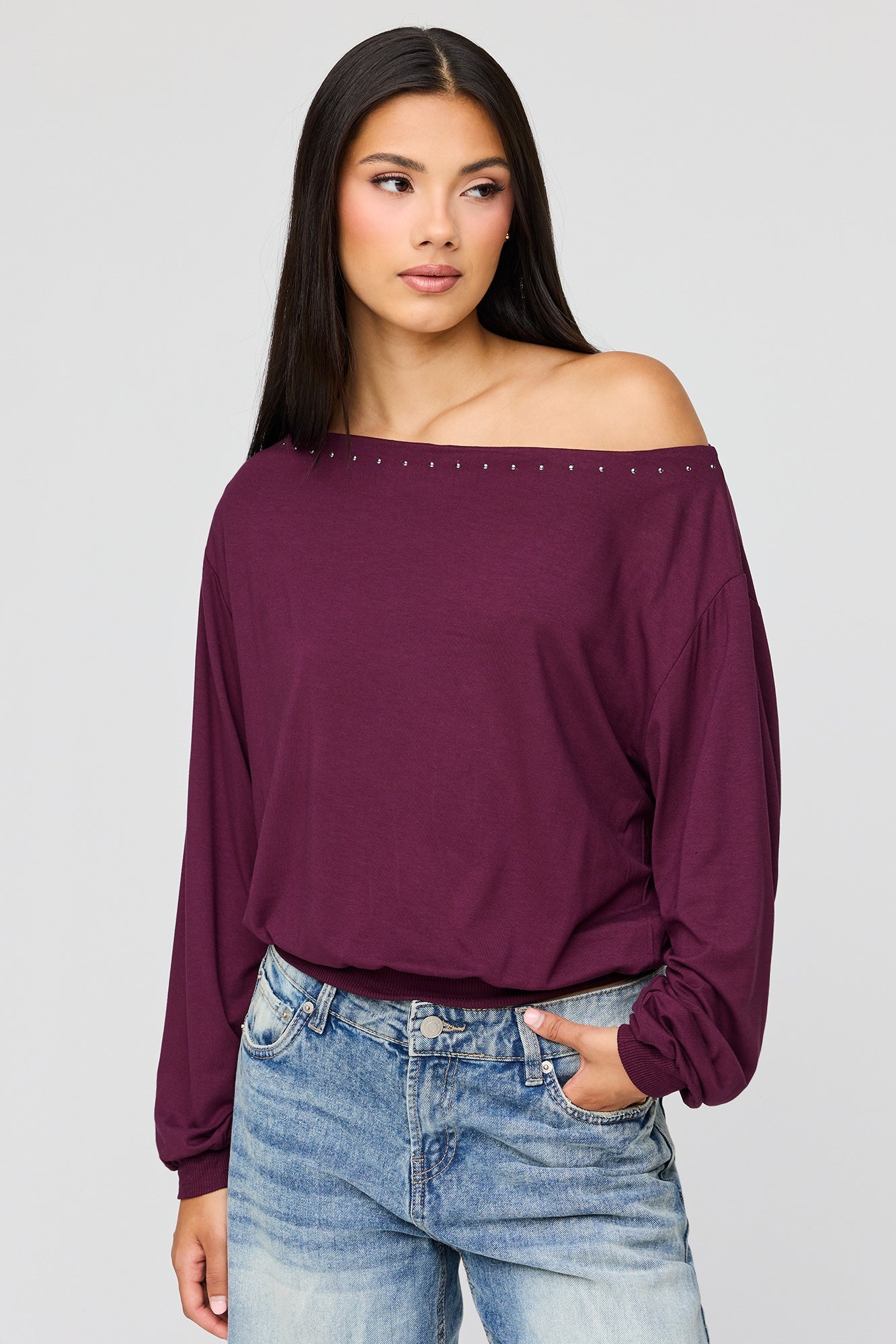 Studded Off Shoulder Top