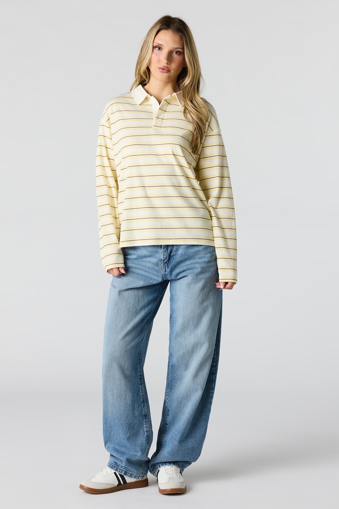Luxe Heavy Cotton Striped Rugby Polo