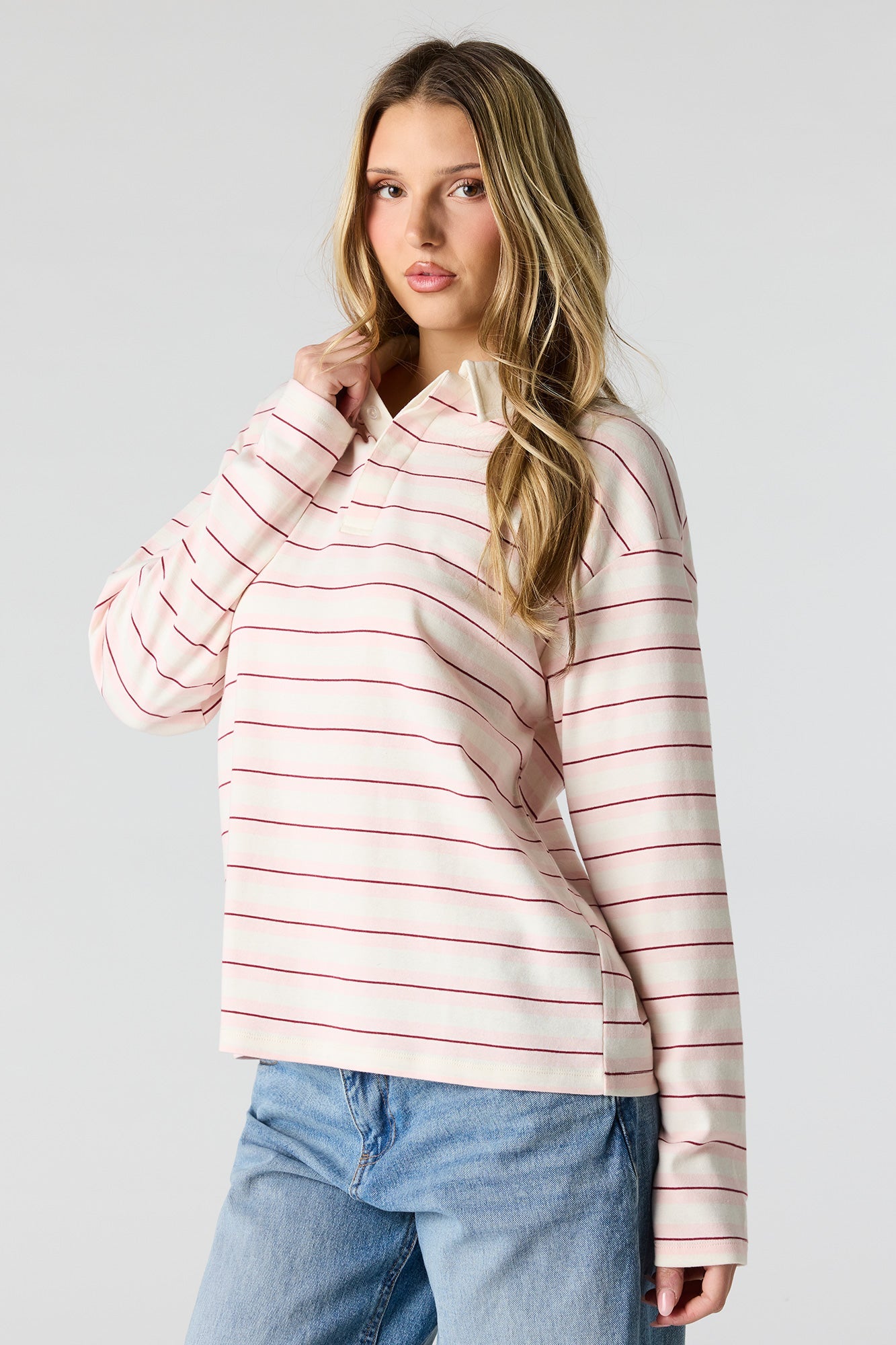 Luxe Heavy Cotton Striped Rugby Polo