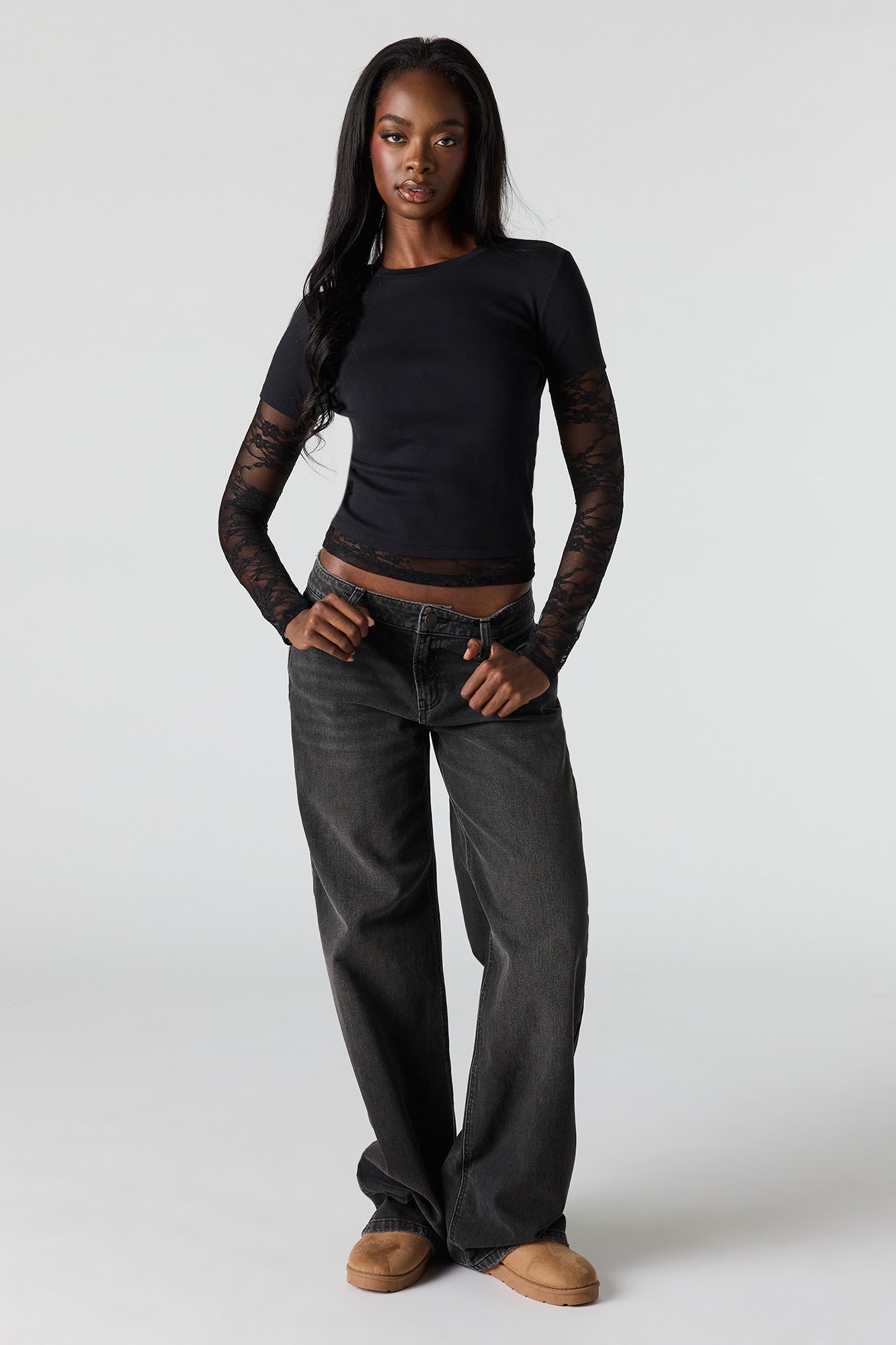 Layered Lace Long Sleeve Top & T-Shirt