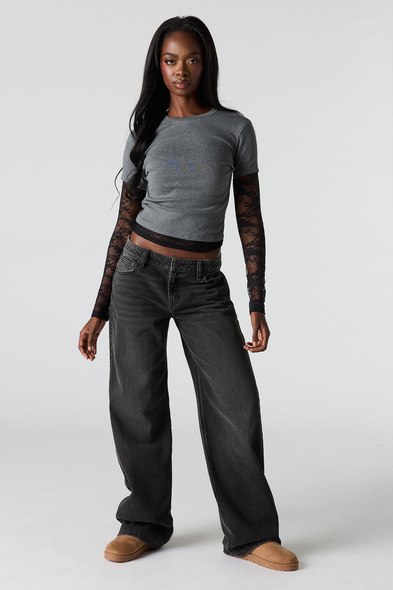 Layered Lace Long Sleeve Top & T-Shirt
