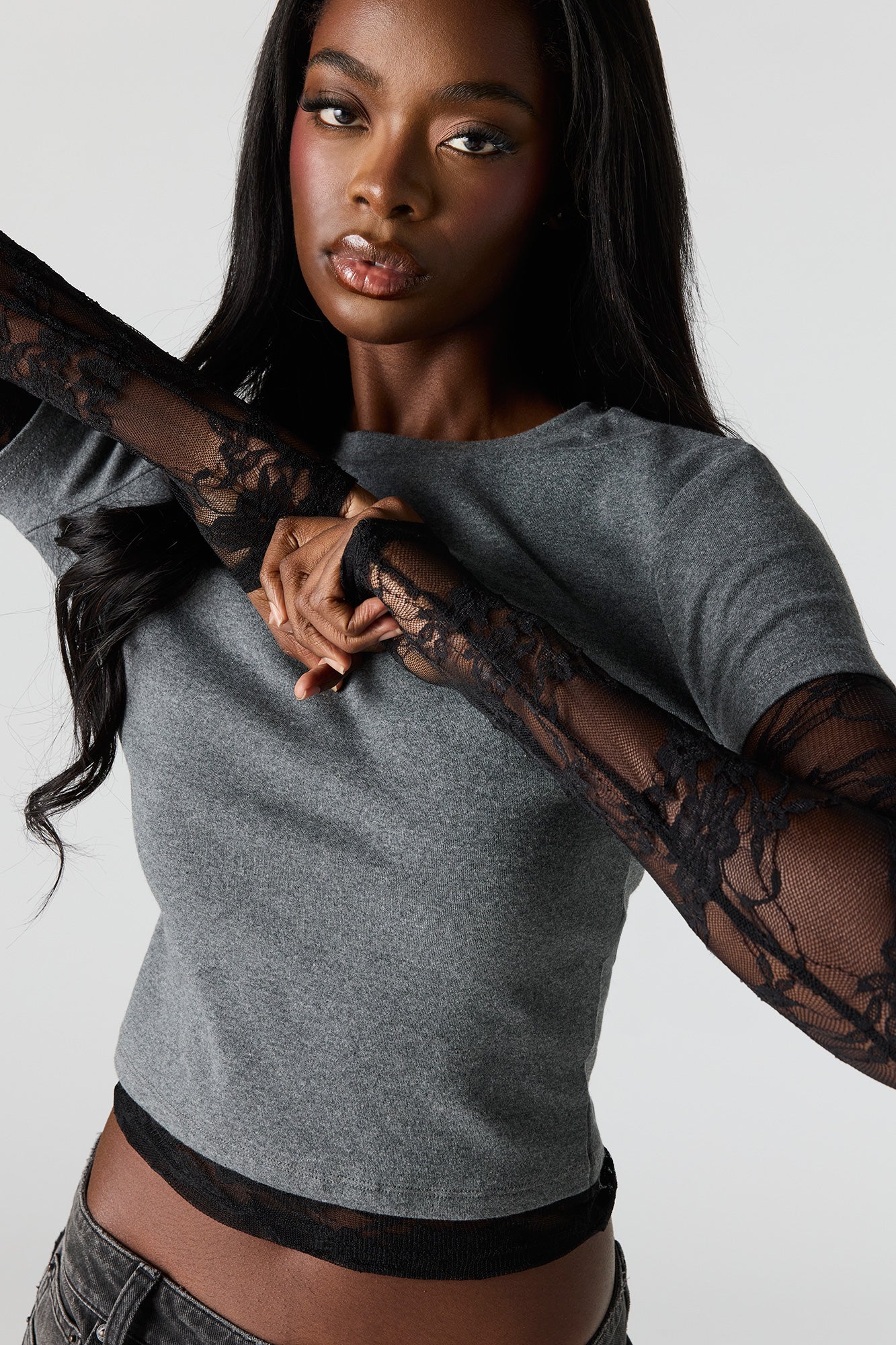 Layered Lace Long Sleeve Top & T-Shirt