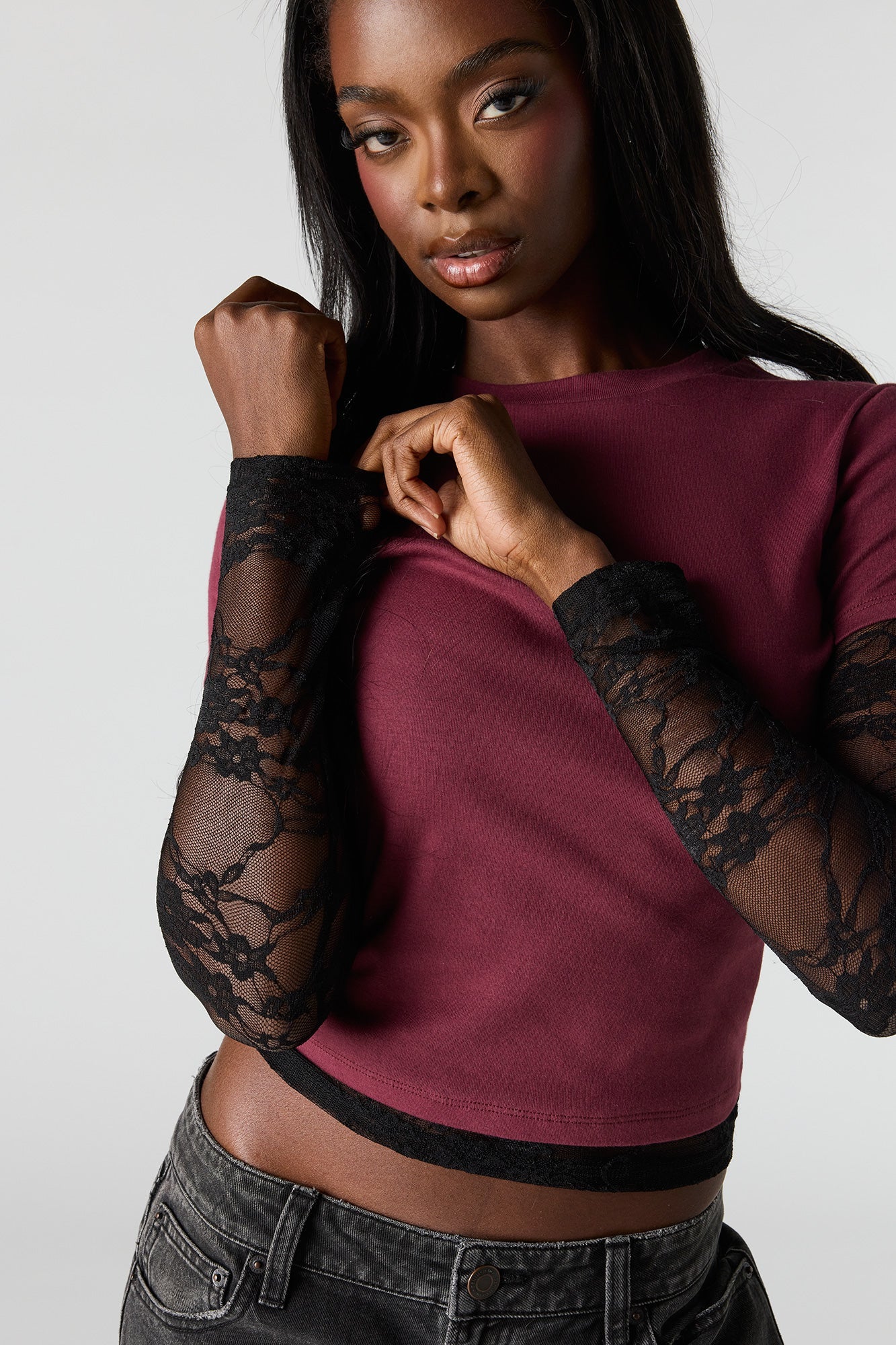 Layered Lace Long Sleeve Top & T-Shirt