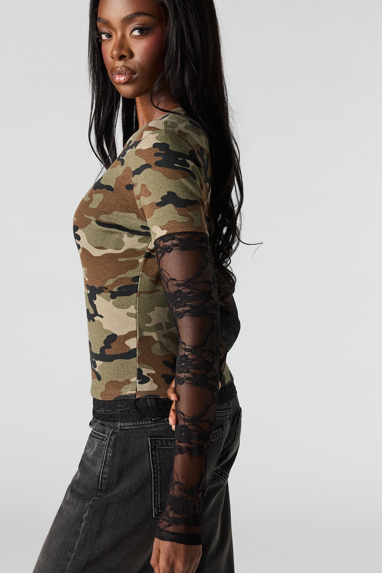 Layered Lace Long Sleeve Top & T-Shirt