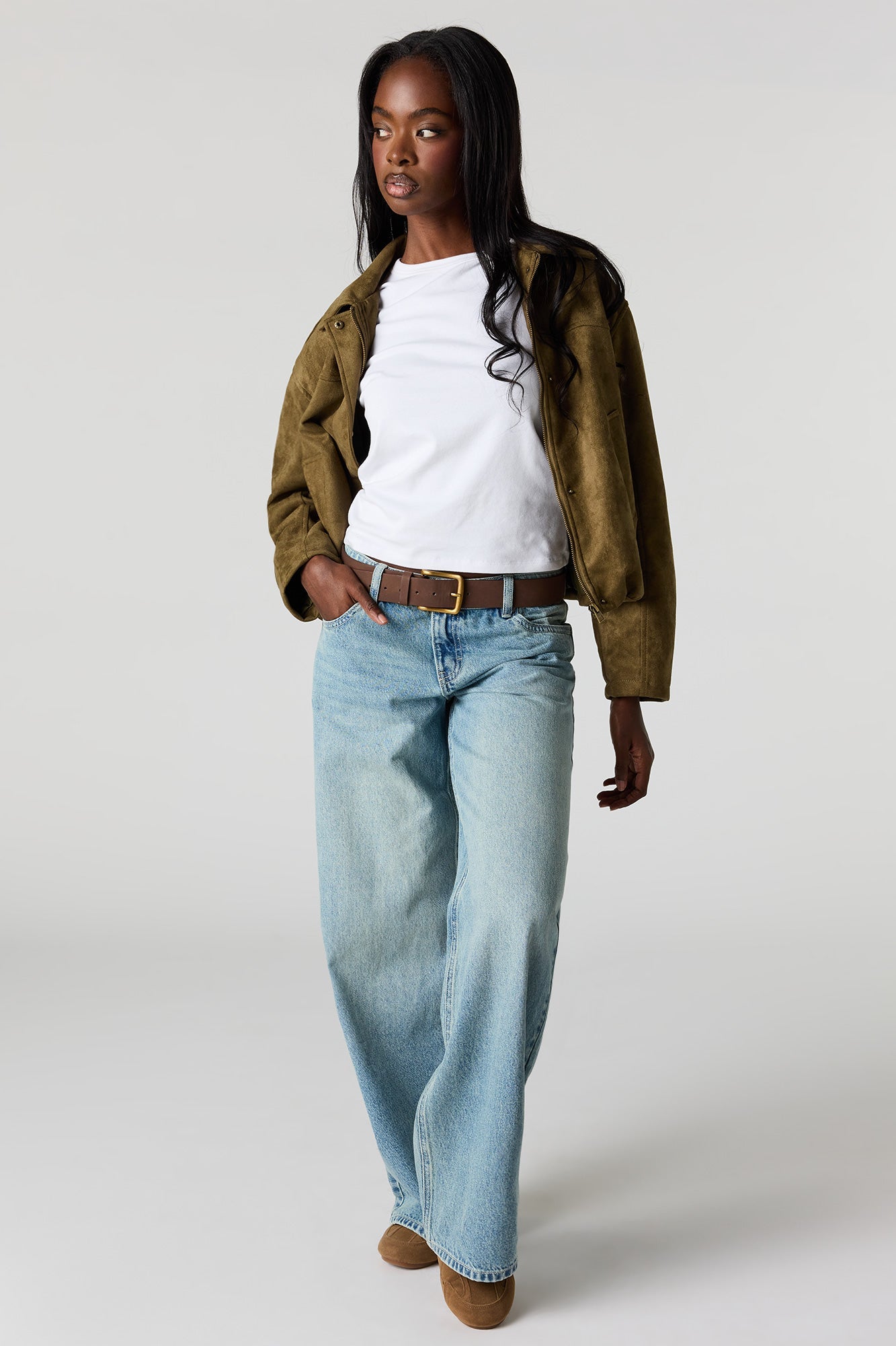 London Low-Rise Super Baggy Belted Jean