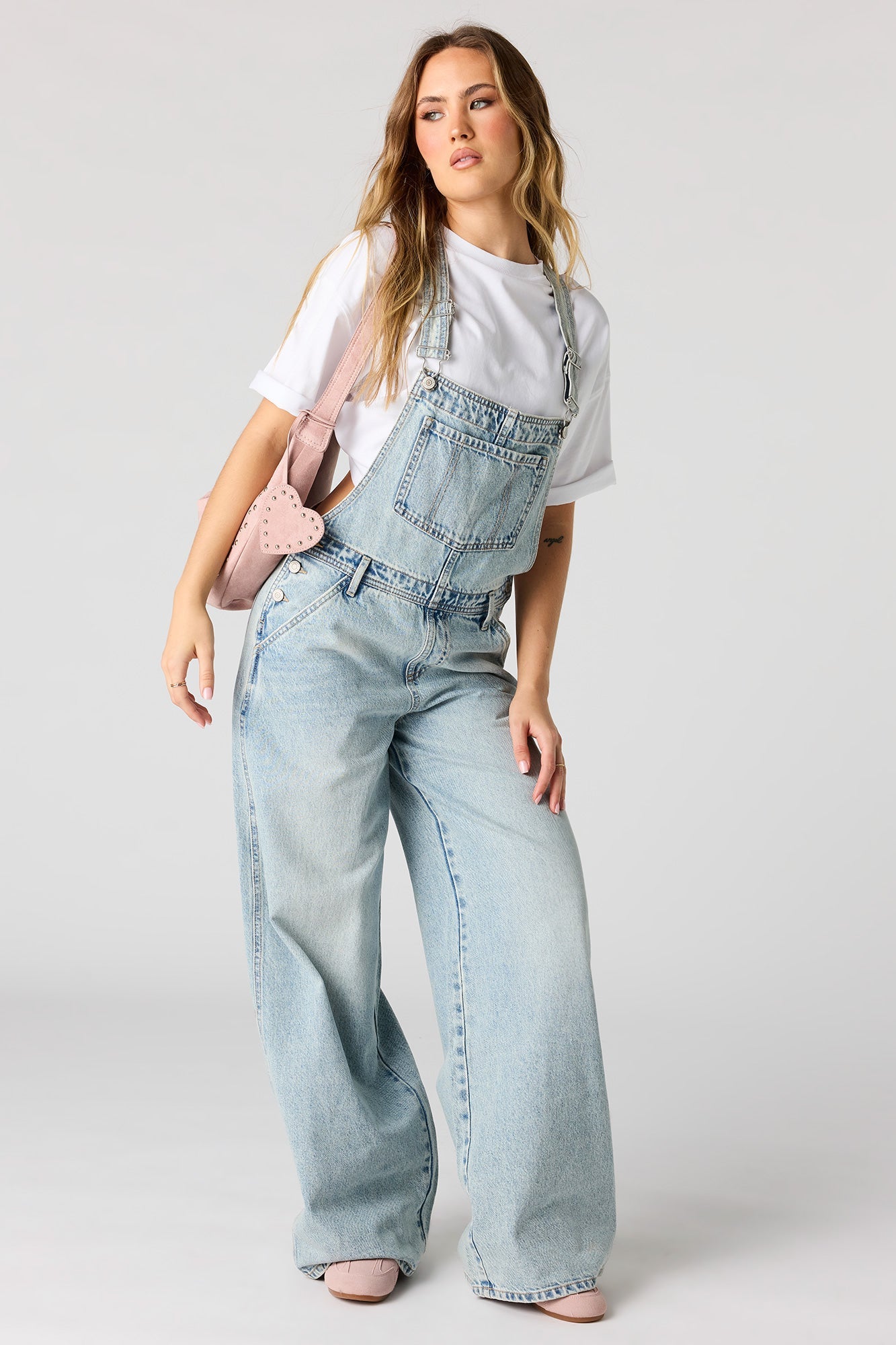 Wide Leg Denim Overalls