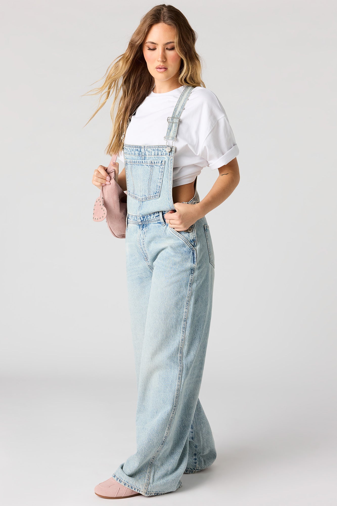 Wide Leg Denim Overalls