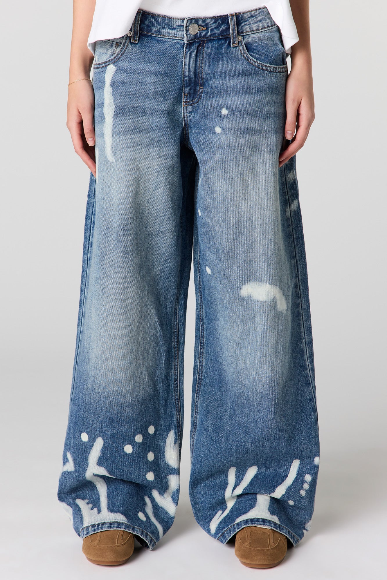 Low Rise Paint Splatter Baggy Jean