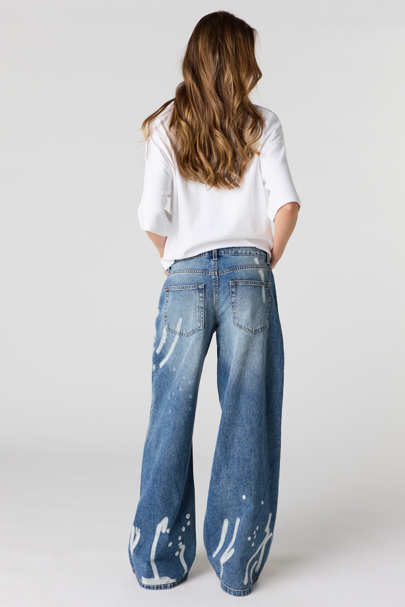 Low Rise Paint Splatter Baggy Jean