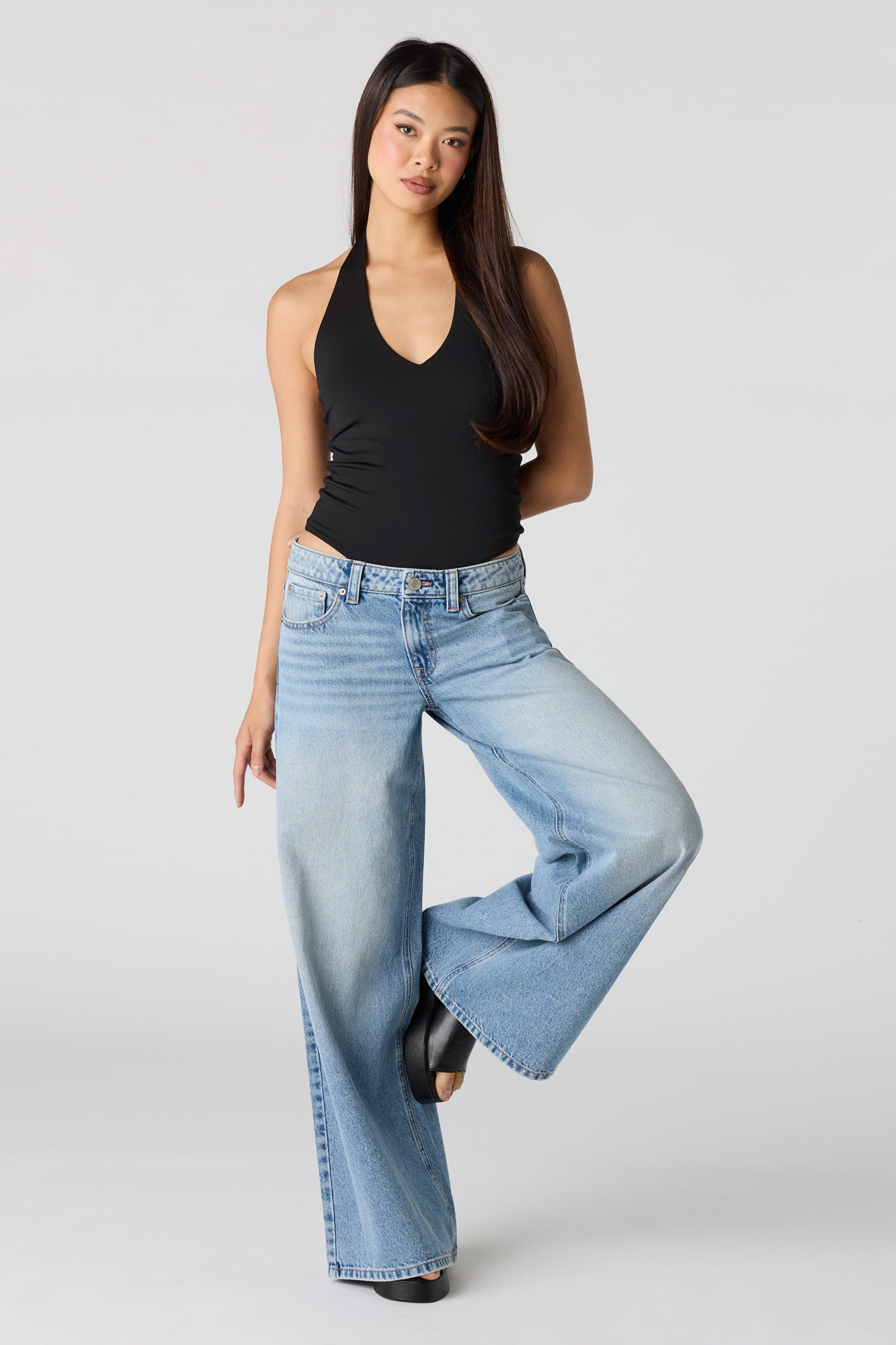 Mid Rise Superwide Leg Jean