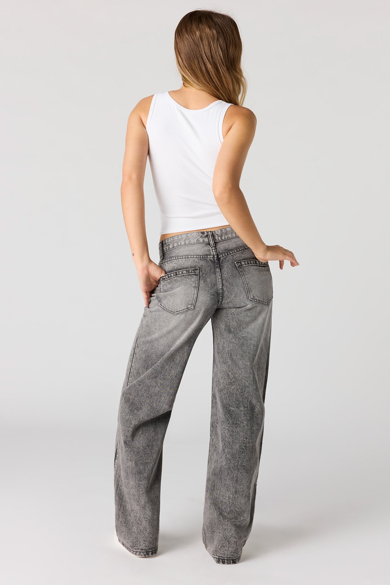Brooklyn Low Rise Studded Baggy Jean