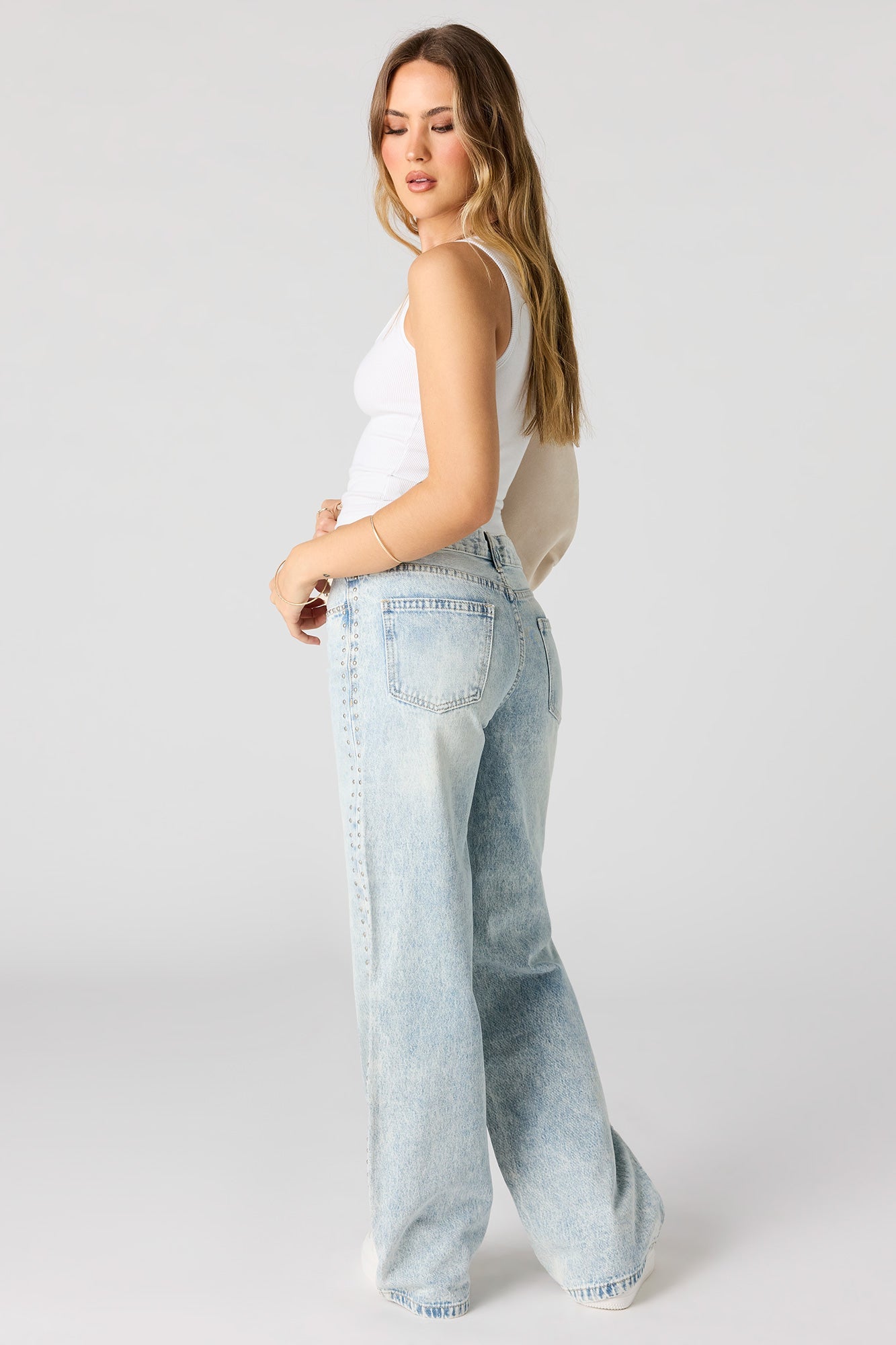 Brooklyn Low Rise Studded Baggy Jean