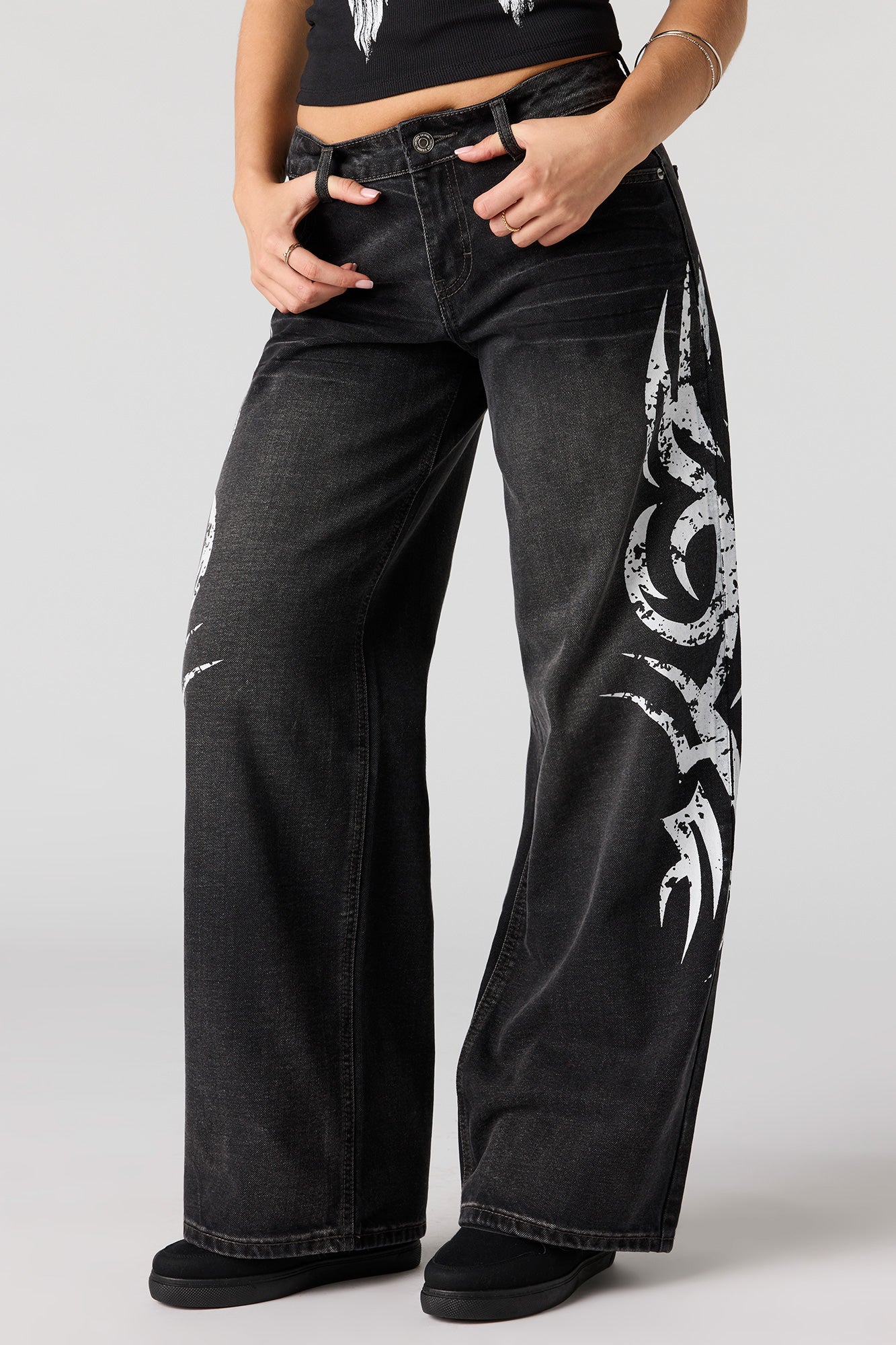 London Low Rise Printed Super Baggy Jean