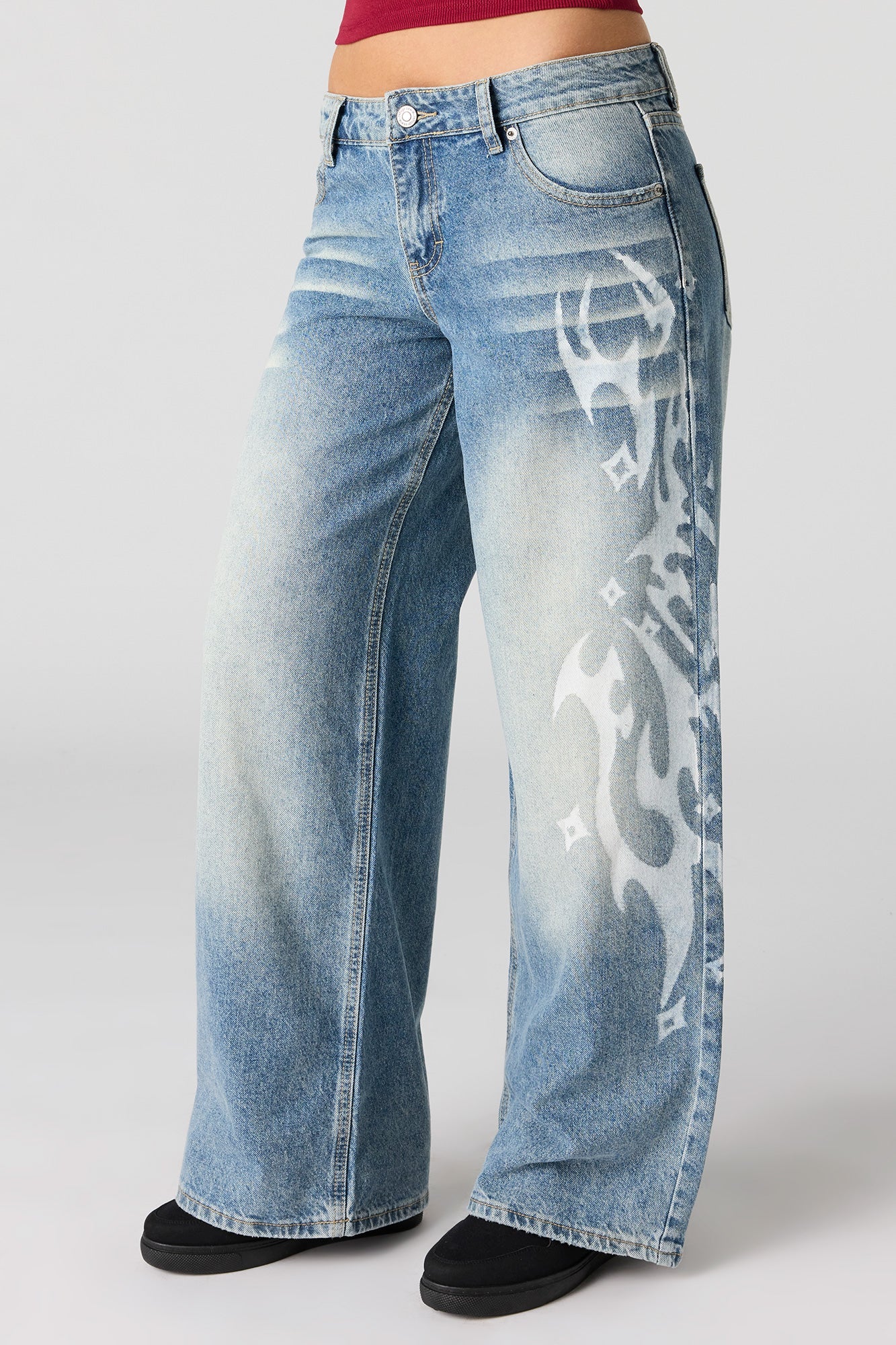 London Low Rise Printed Super Baggy Jean