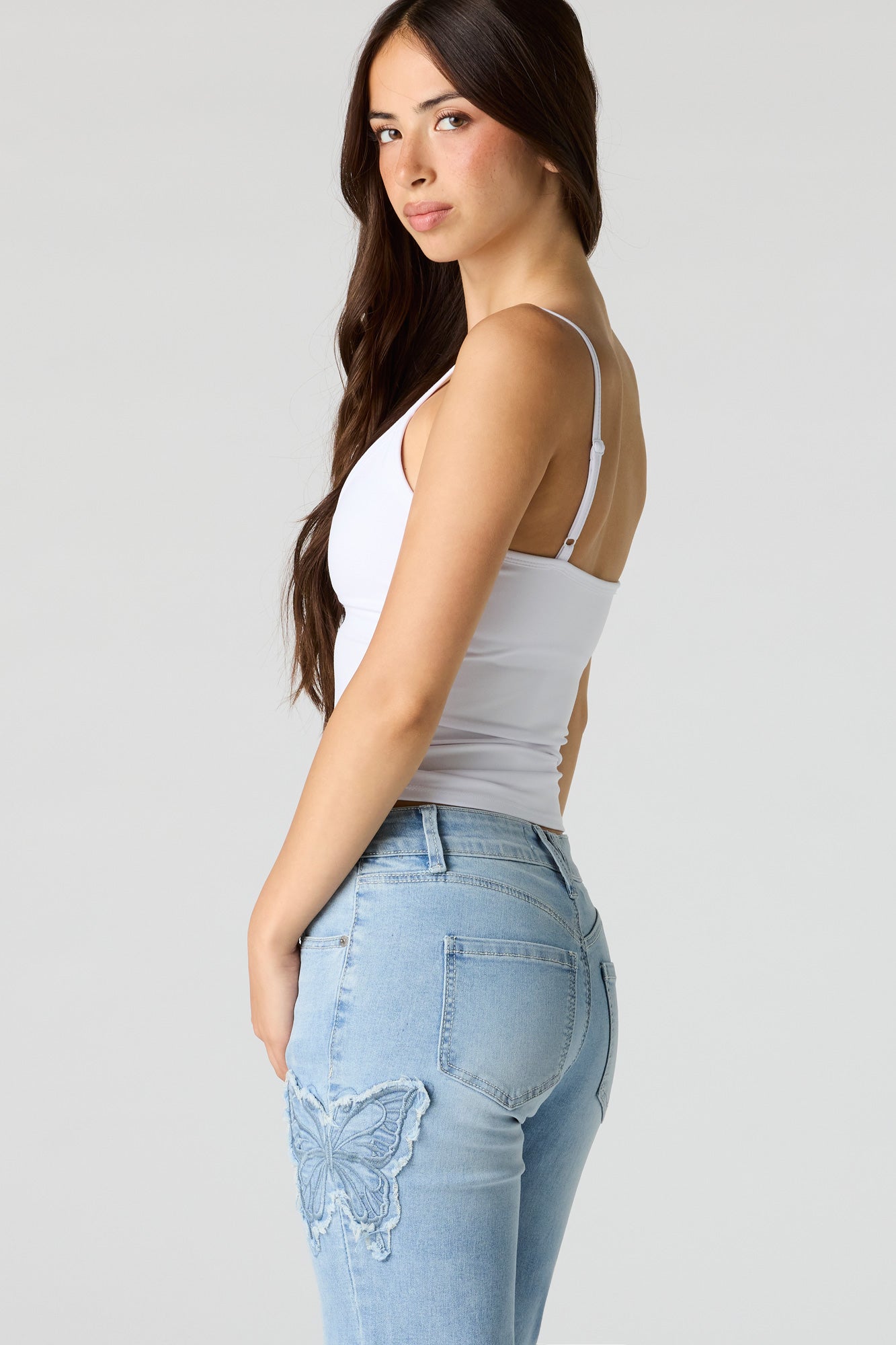 Stretch Low Rise Butterfly Flare Jean