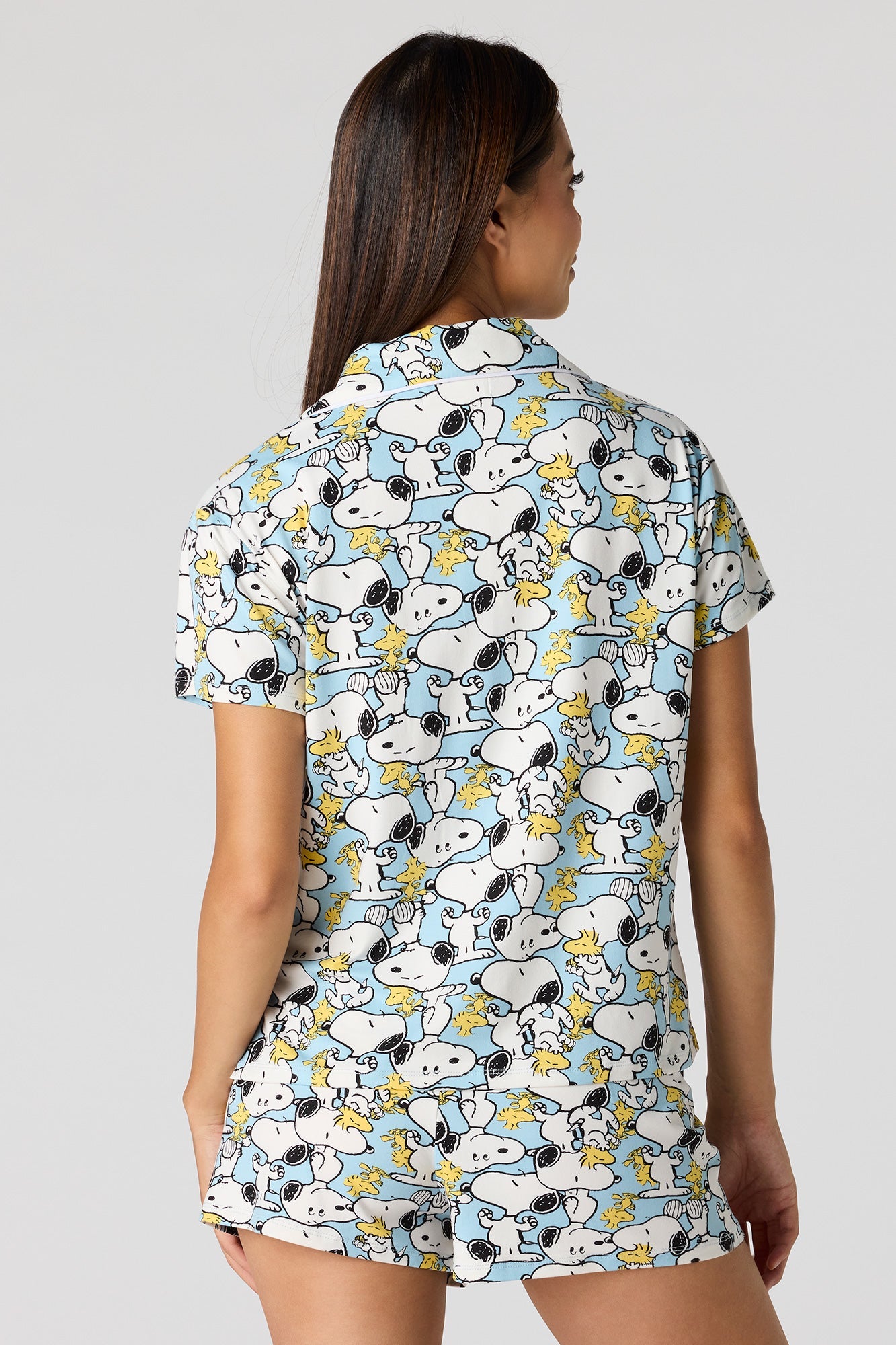 Snoopy Printed Button-Up Top & Short Pajama Set