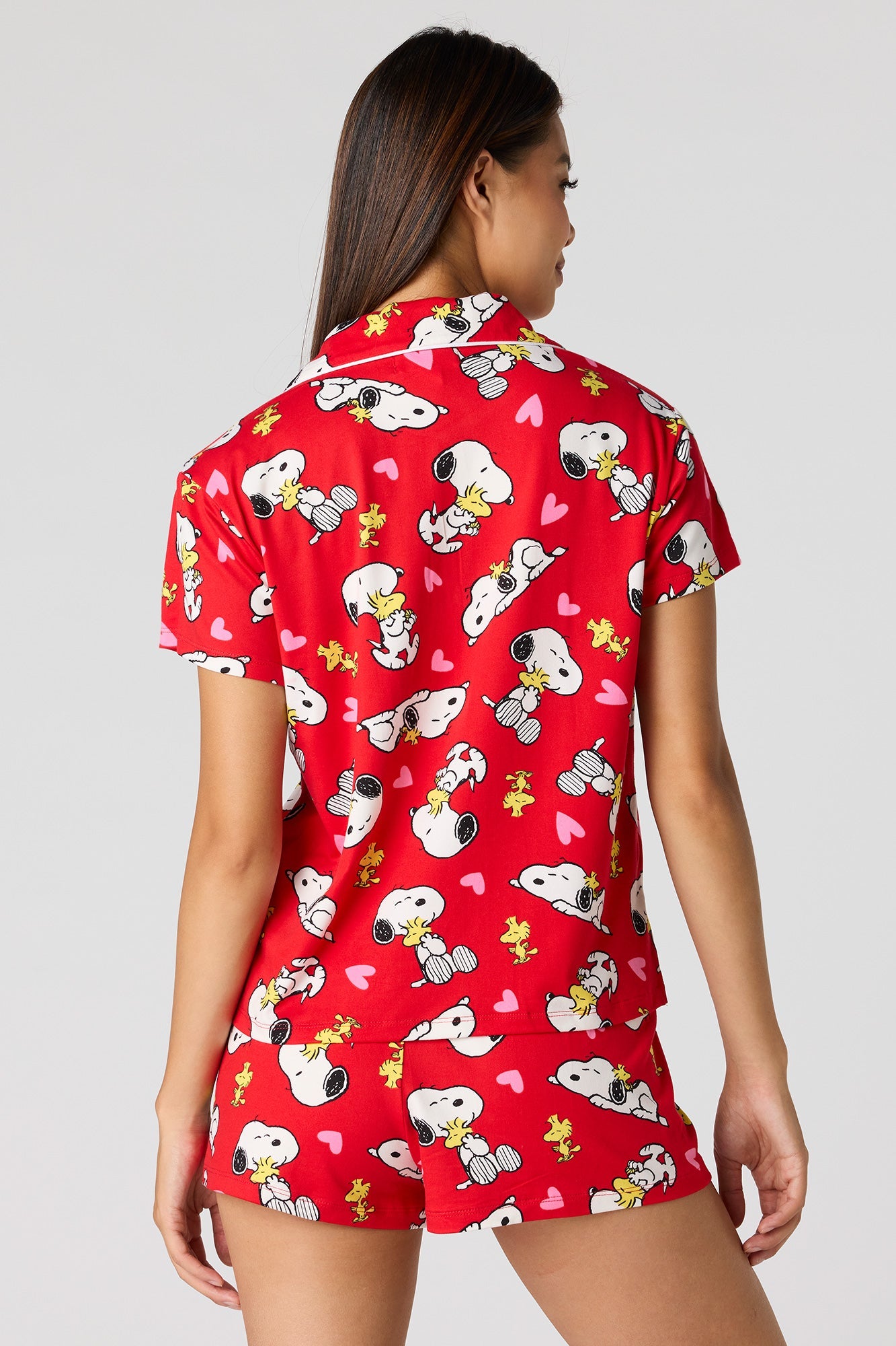 Snoopy Printed Button-Up Top & Short Pajama Set