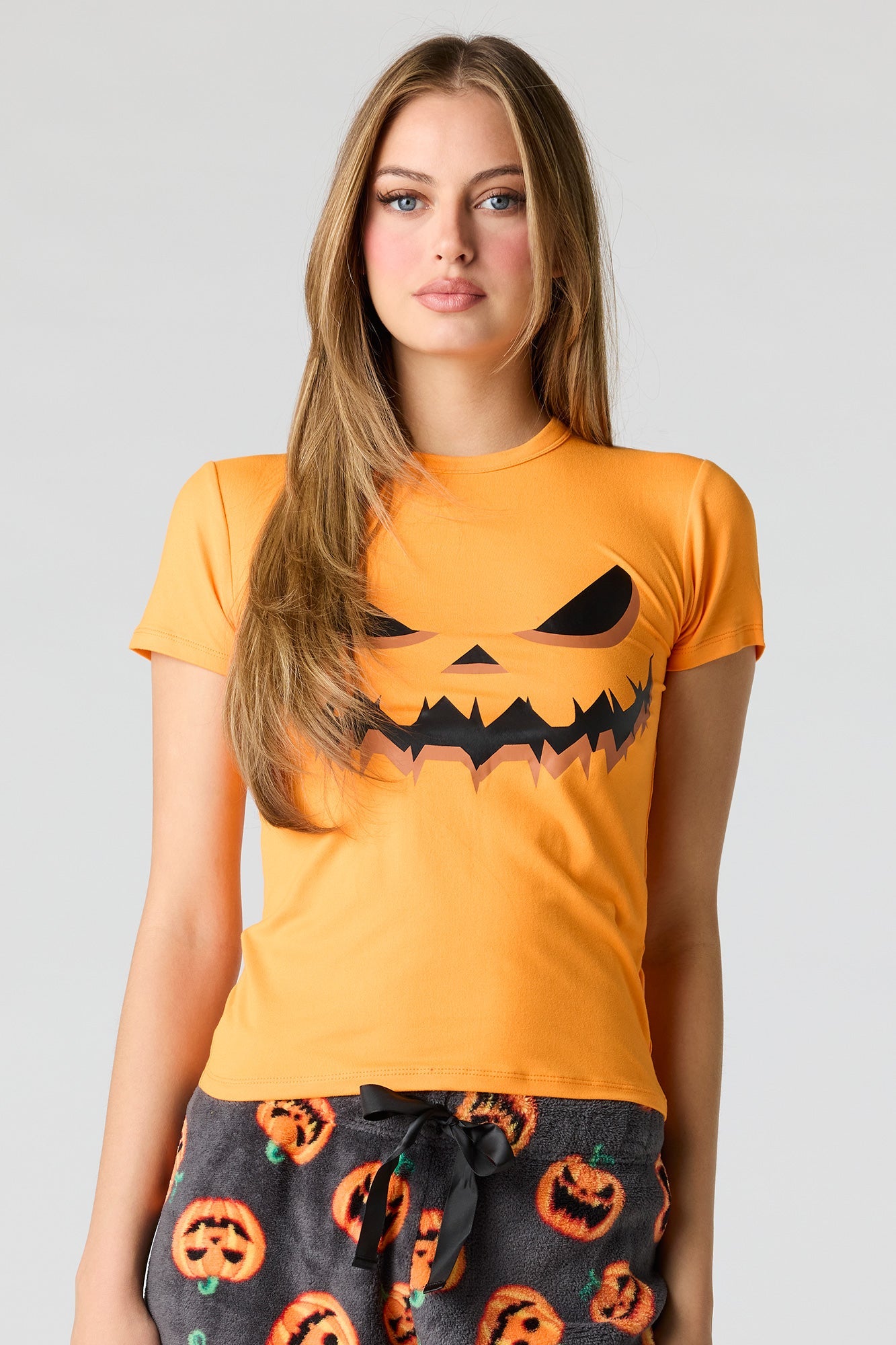 Halloween Graphic T-Shirt & Plush Pant Pajama Set