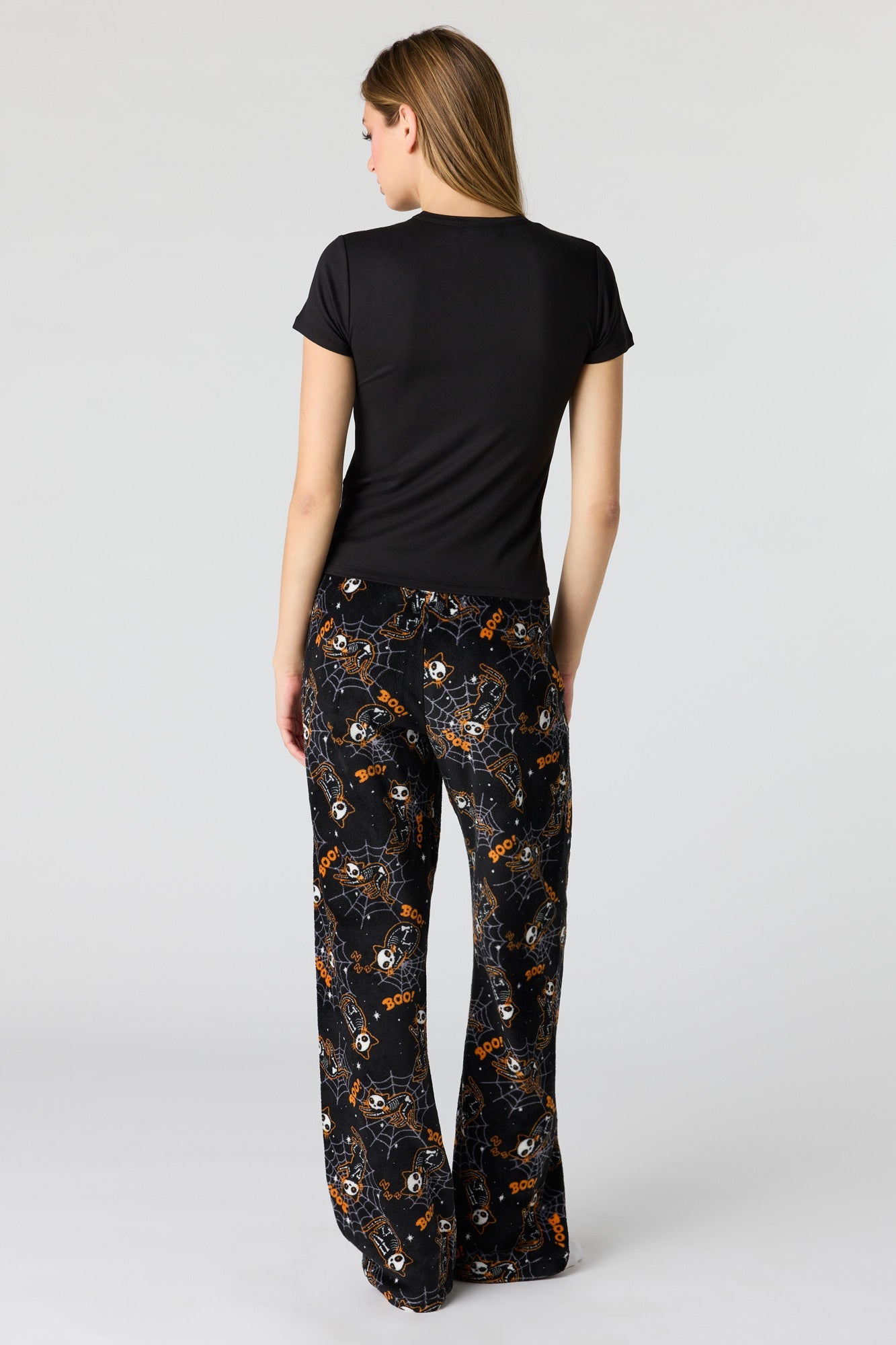 Halloween Graphic T-Shirt & Plush Pant Pajama Set