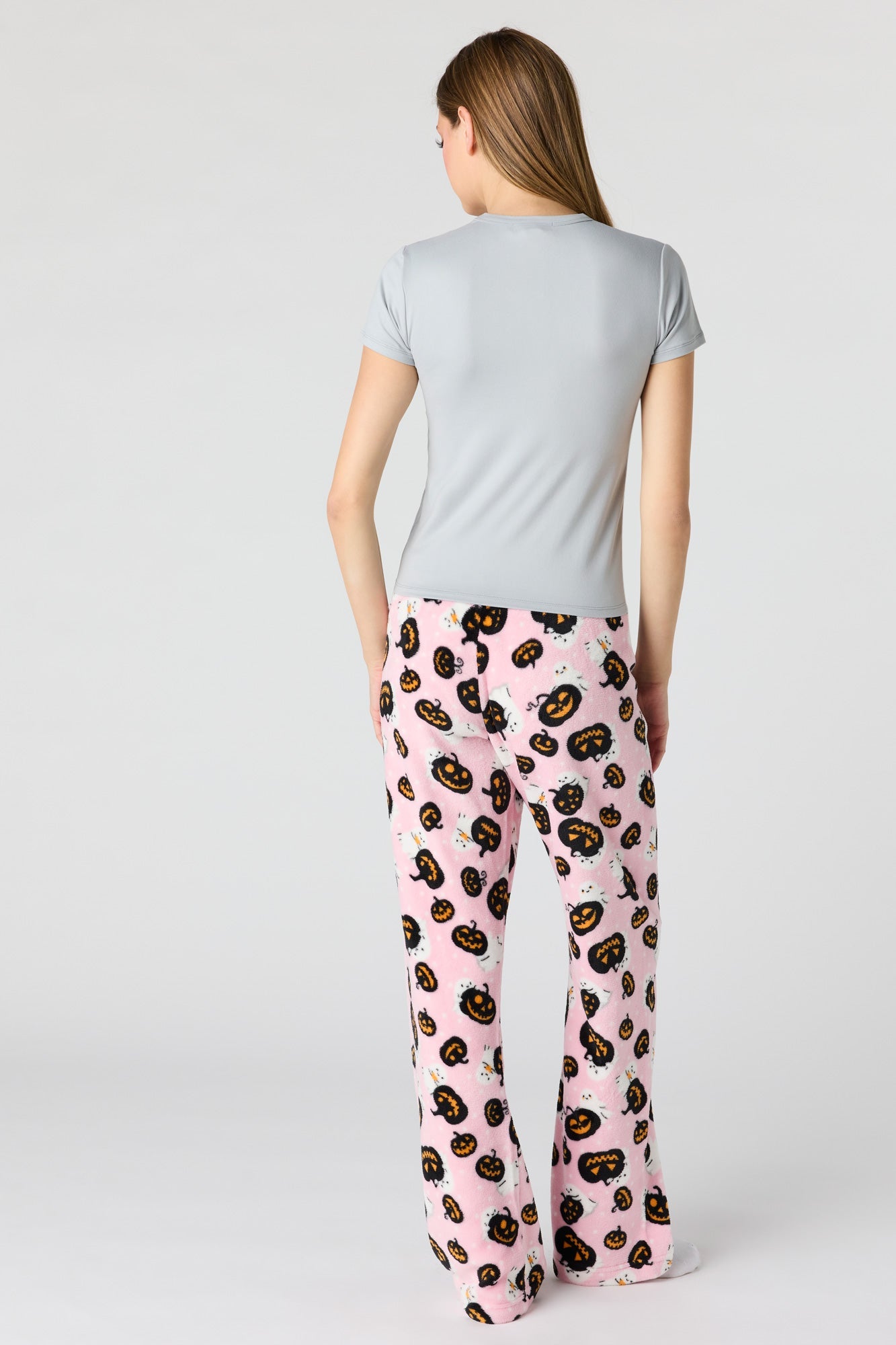 Halloween Graphic T-Shirt & Plush Pant Pajama Set