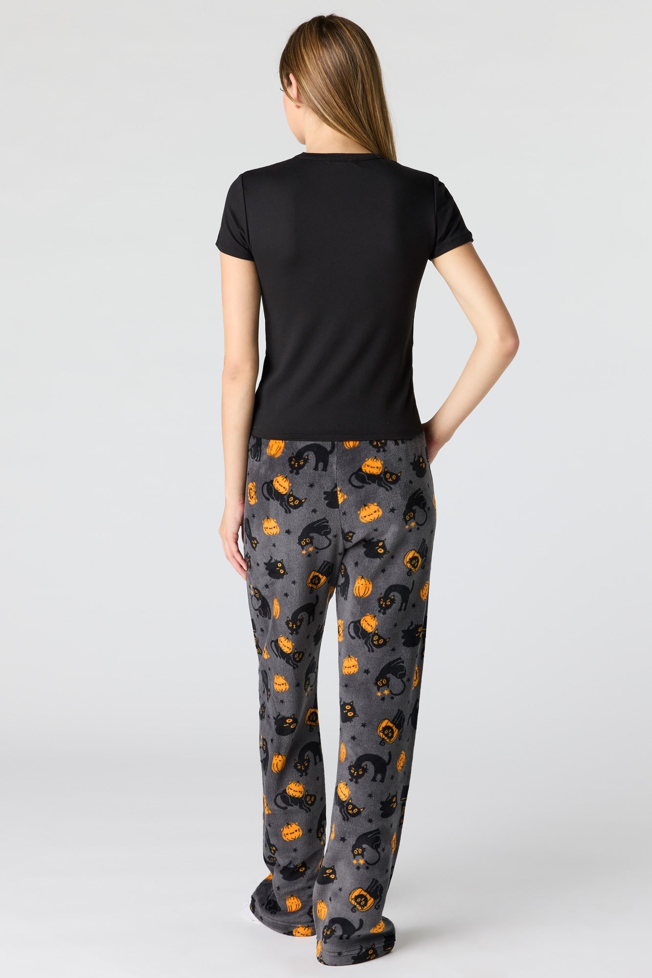 Halloween Graphic T-Shirt & Plush Pant Pajama Set
