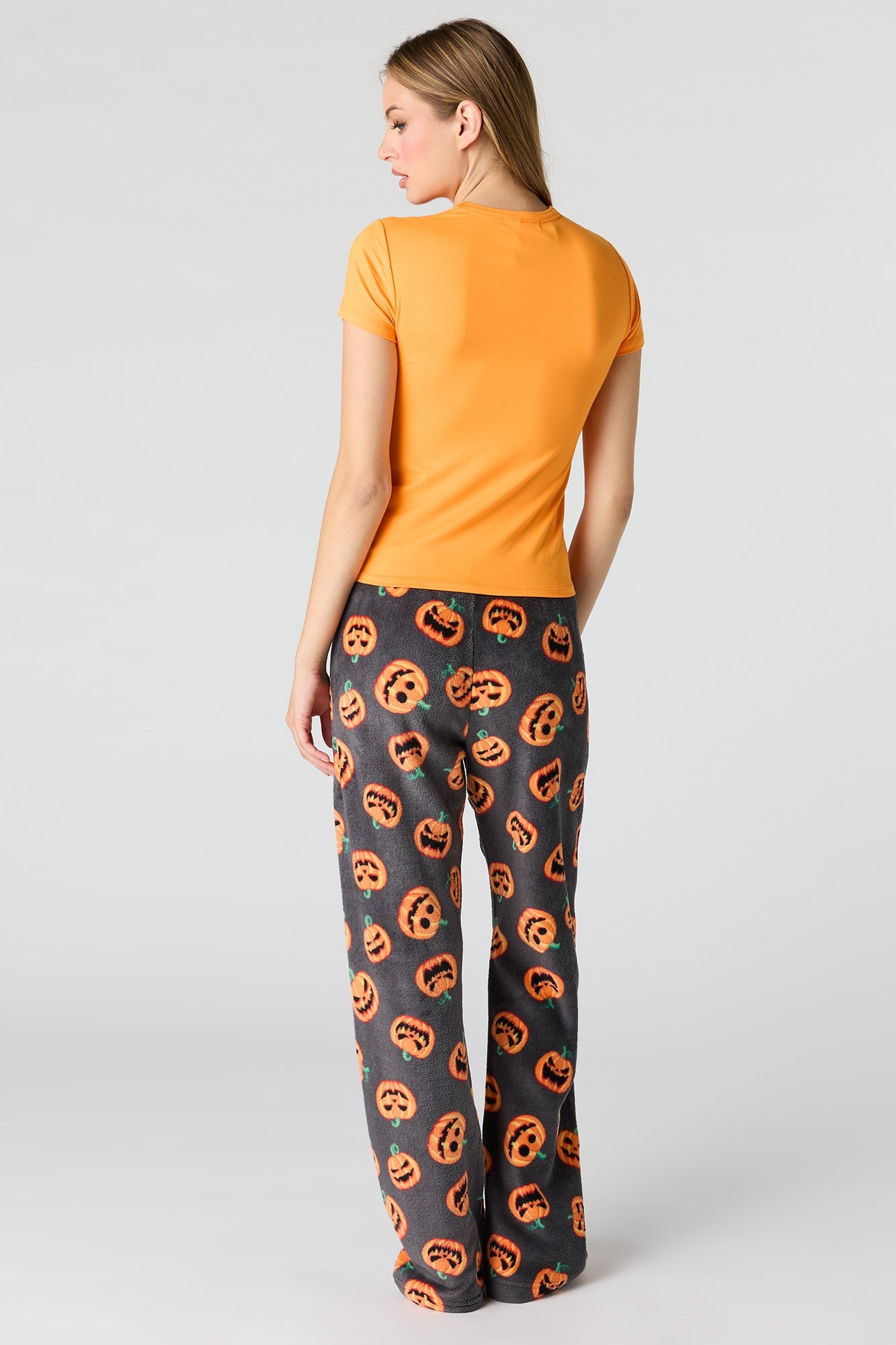 Halloween Graphic T-Shirt & Plush Pant Pajama Set
