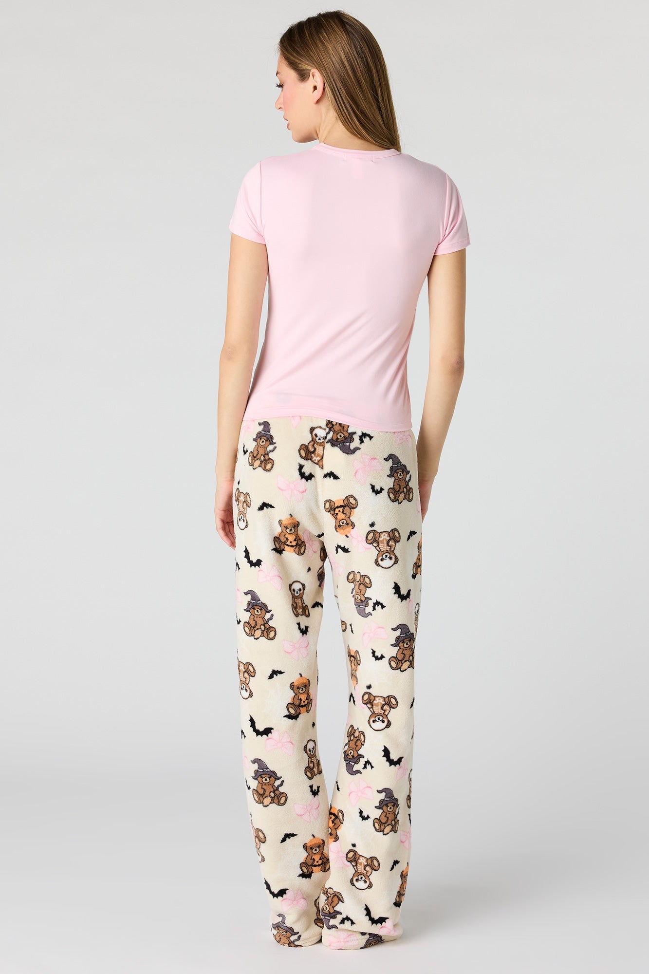 Halloween Graphic T-Shirt & Plush Pant Pajama Set