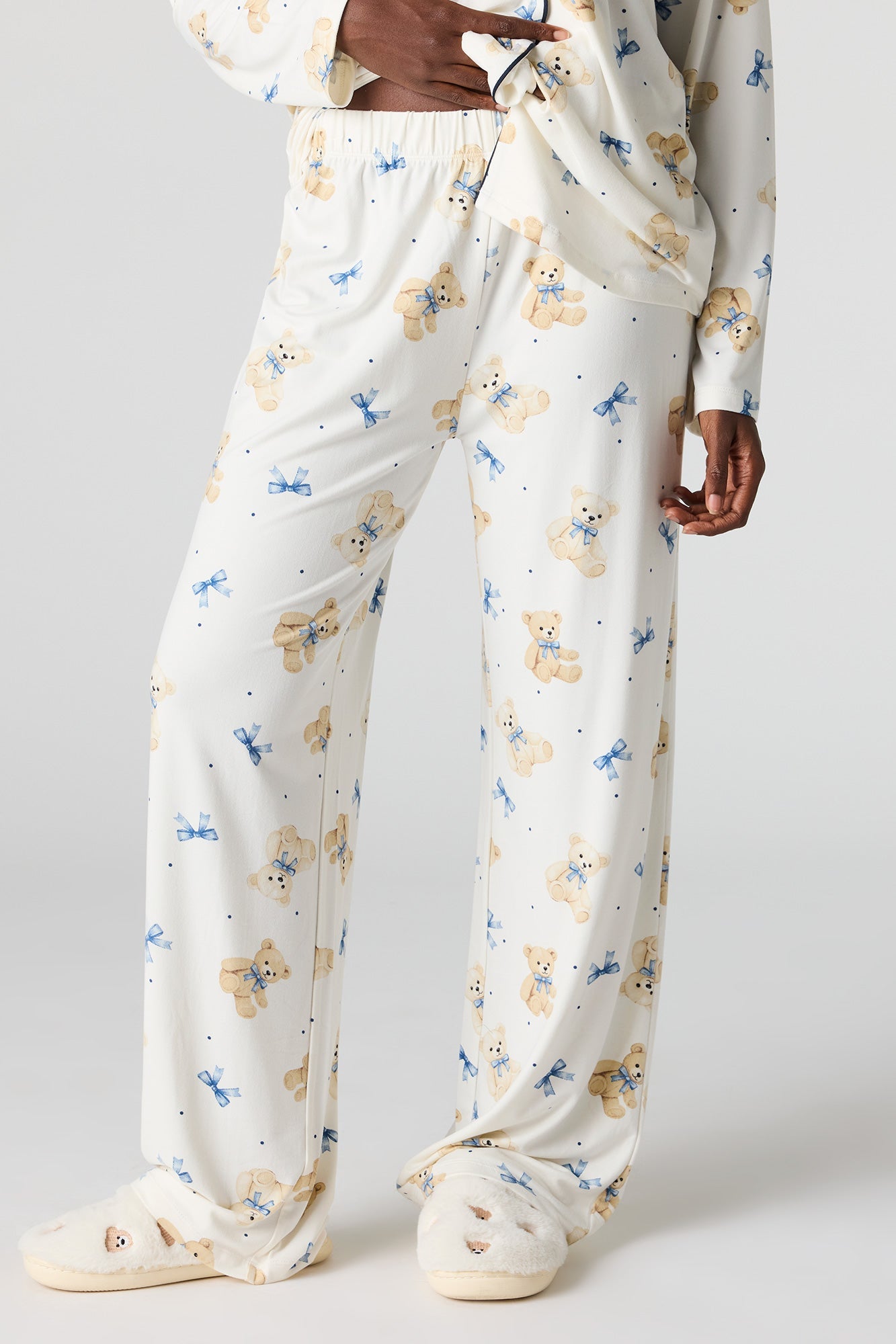 Button-Up Collared Top & Pant Pajama Set