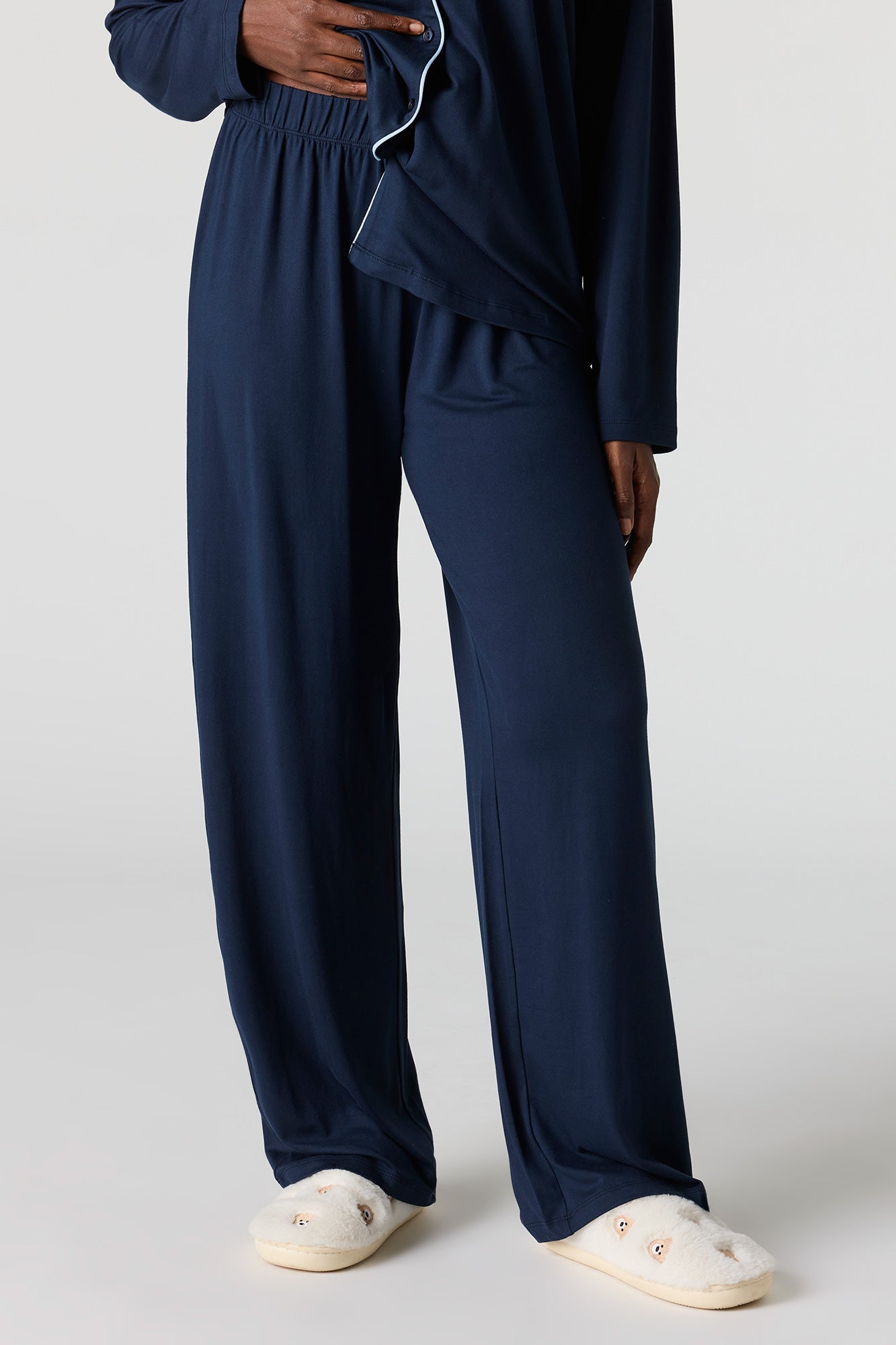 Button-Up Collared Top & Pant Pajama Set