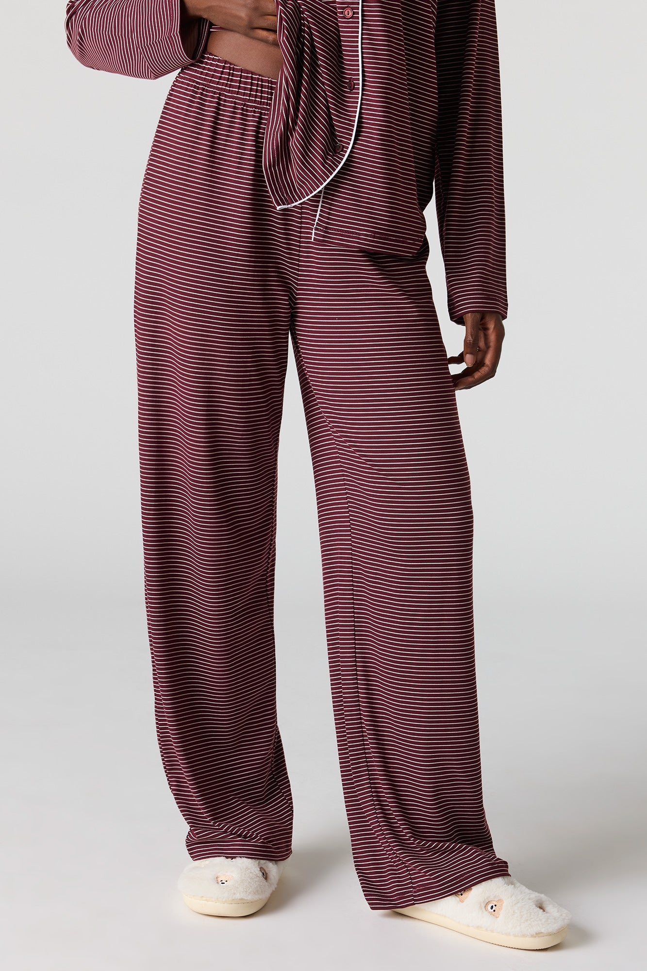 Button-Up Collared Top & Pant Pajama Set