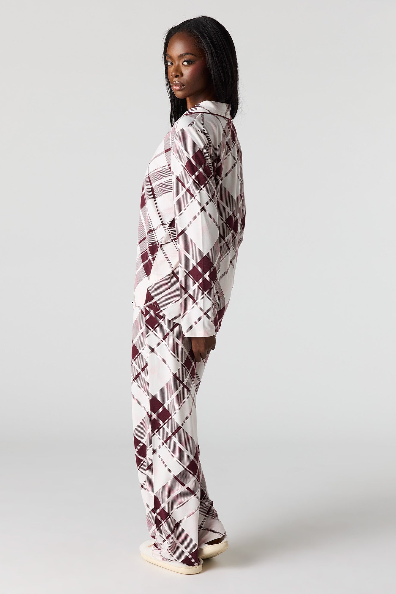 Button-Up Collared Top & Pant Pajama Set