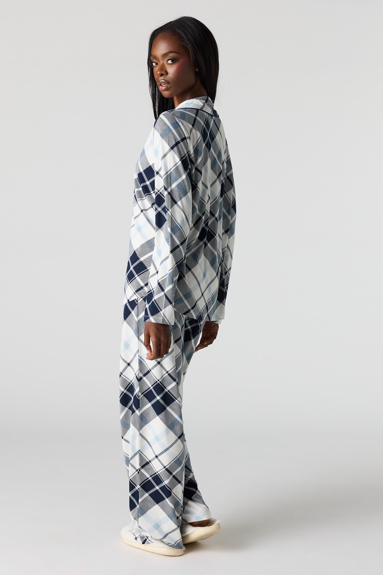 Button-Up Collared Top & Pant Pajama Set