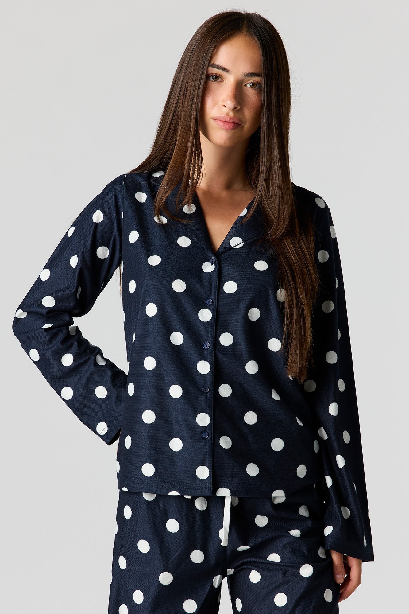 Printed Button-Up Top & Pajama Pant Set