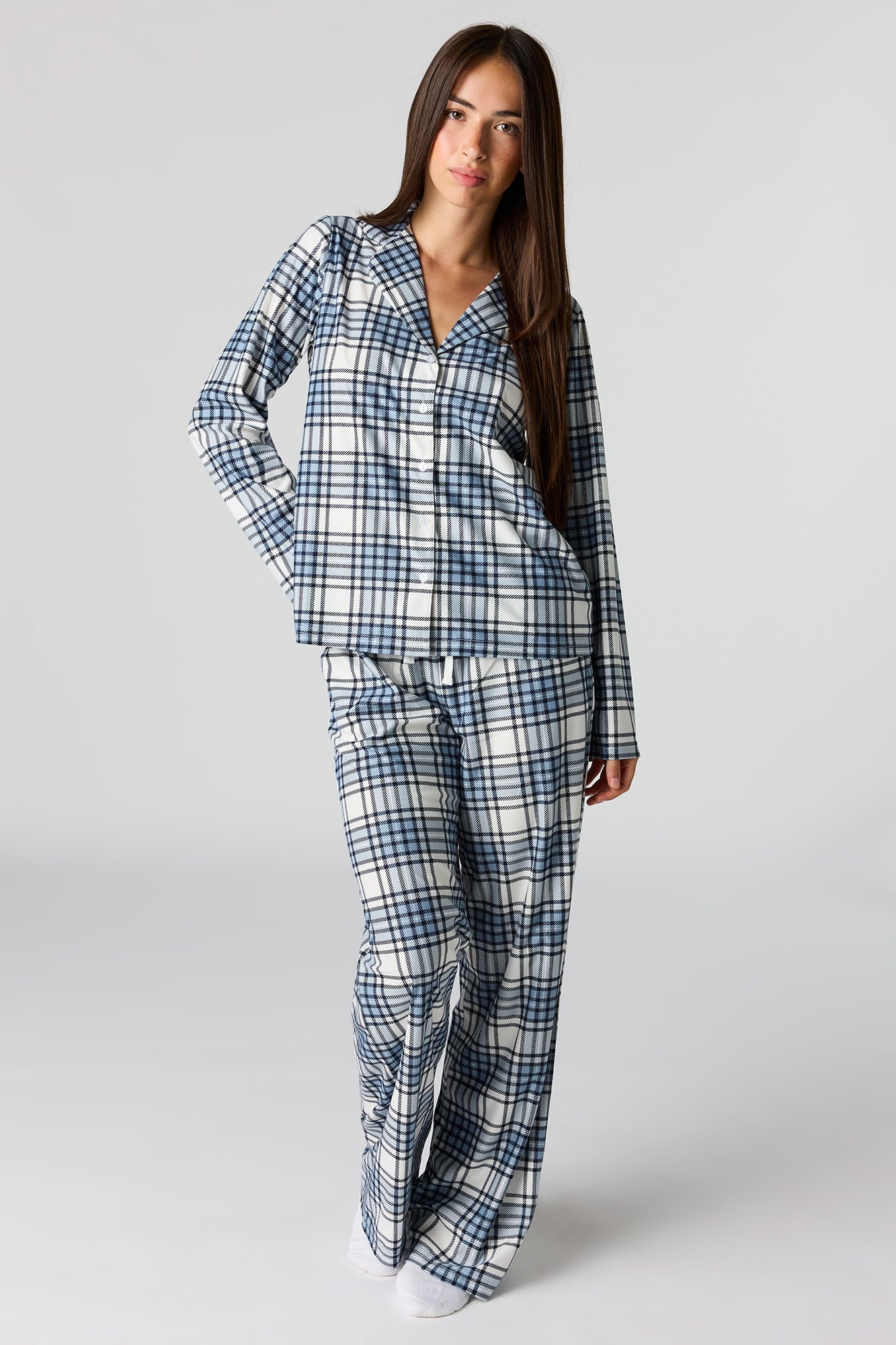 Printed Button-Up Top & Pajama Pant Set