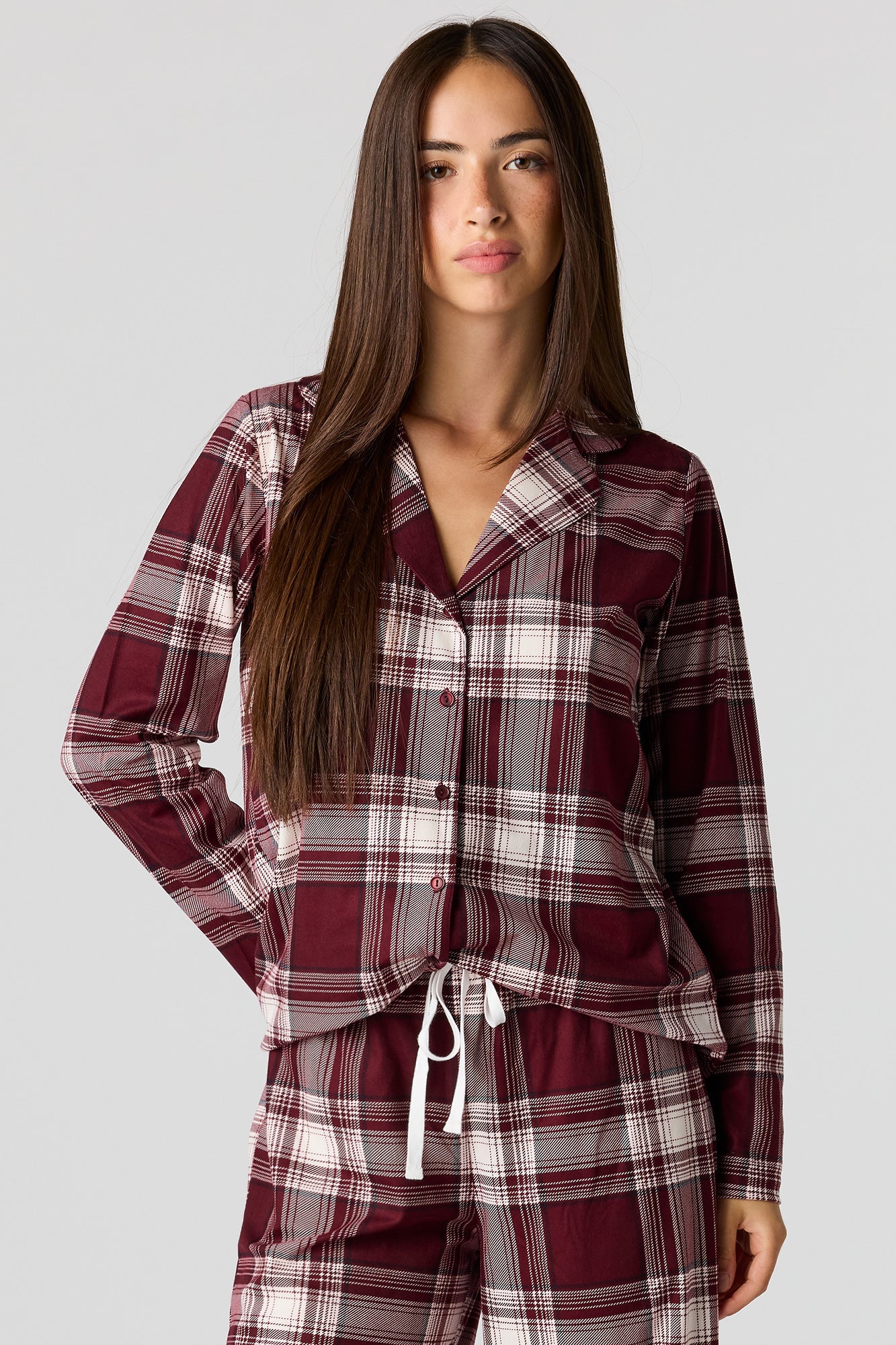 Printed Button-Up Top & Pajama Pant Set