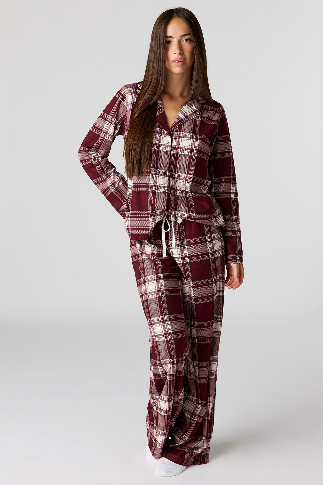 Printed Button-Up Top & Pajama Pant Set