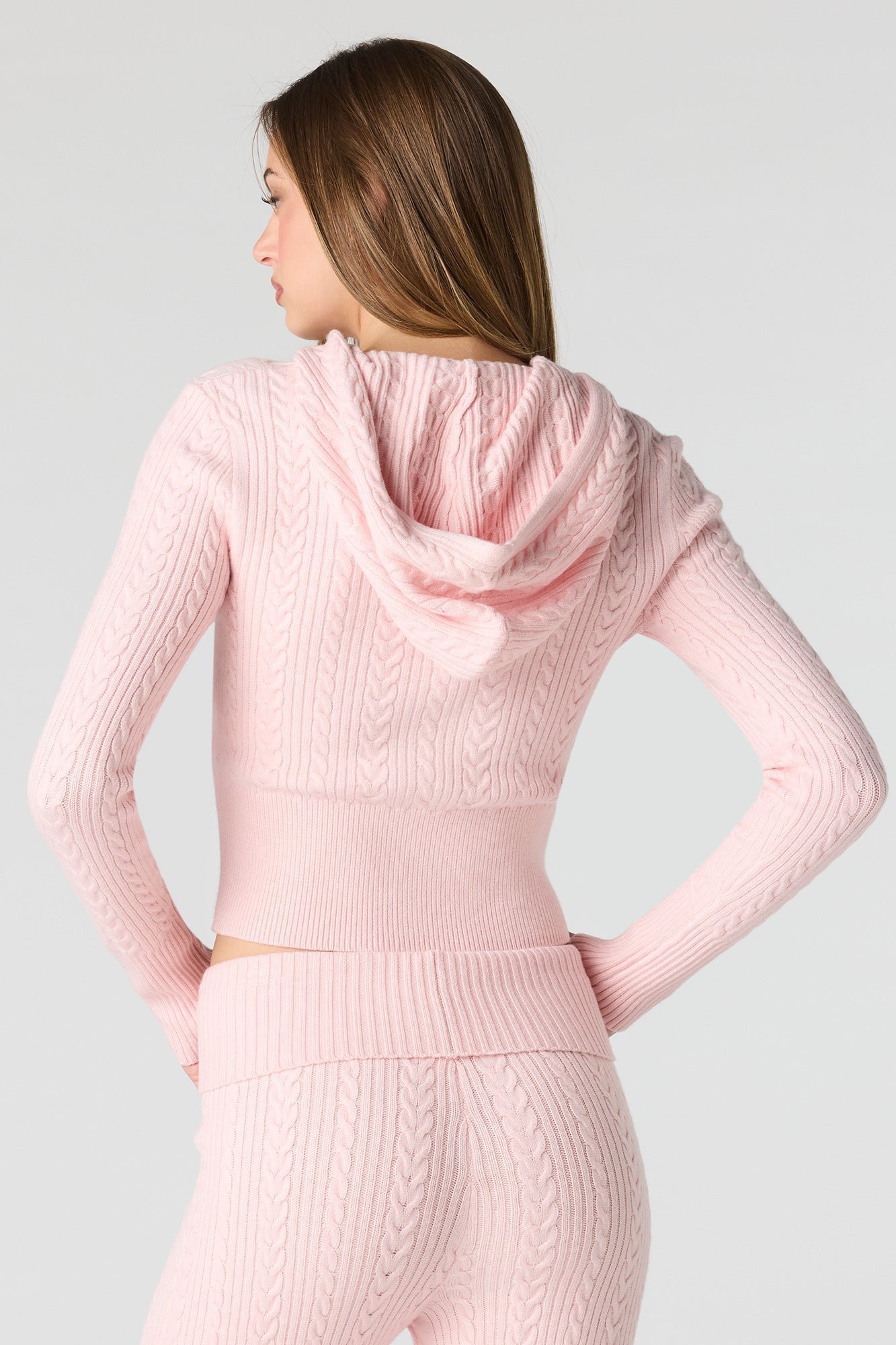 Cable Knit Zip-Up Hoodie