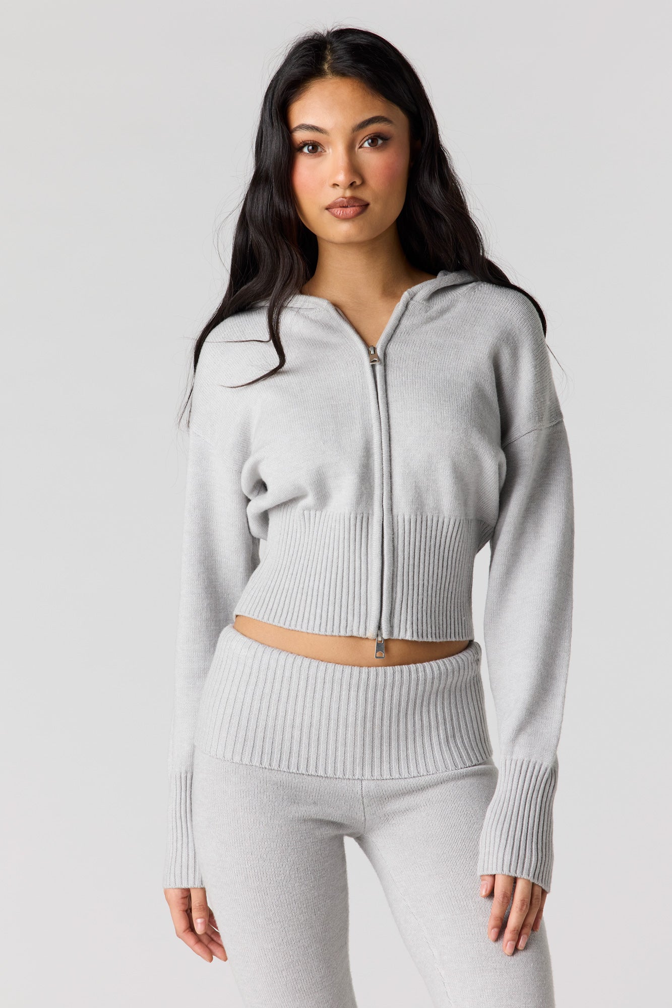 Knit 2 Way Zip Hoodie