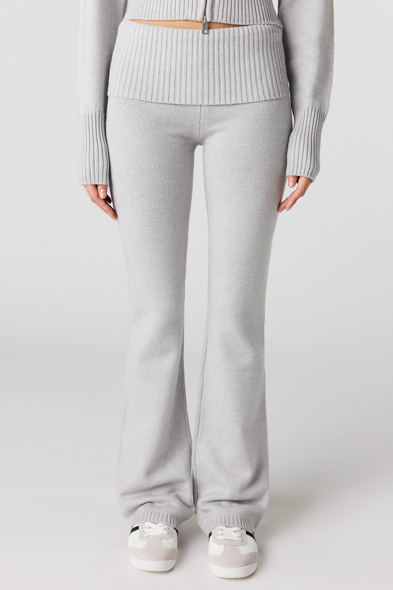 Knit Foldover Waist Flare Pant