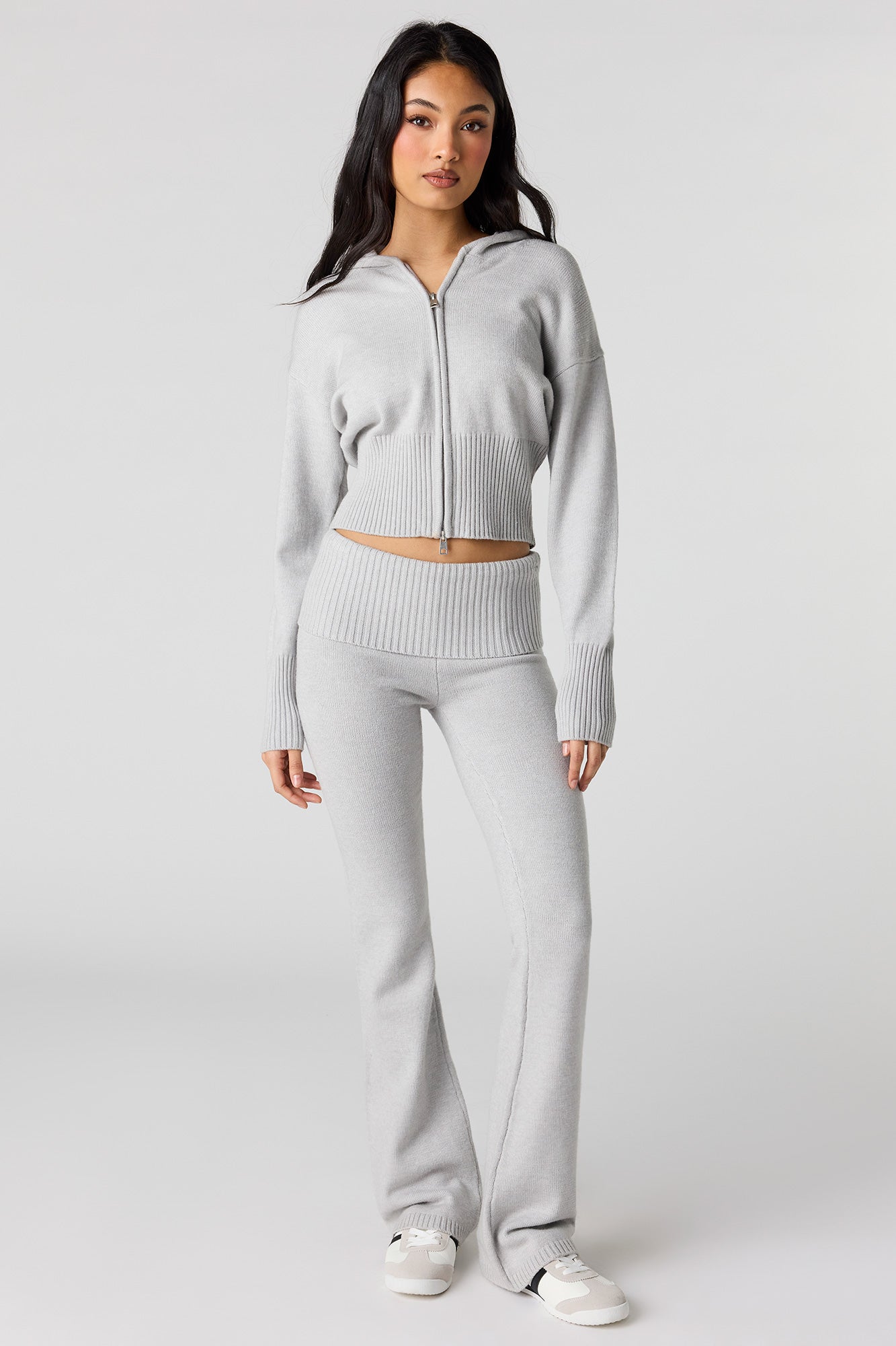 Knit Foldover Waist Flare Pant