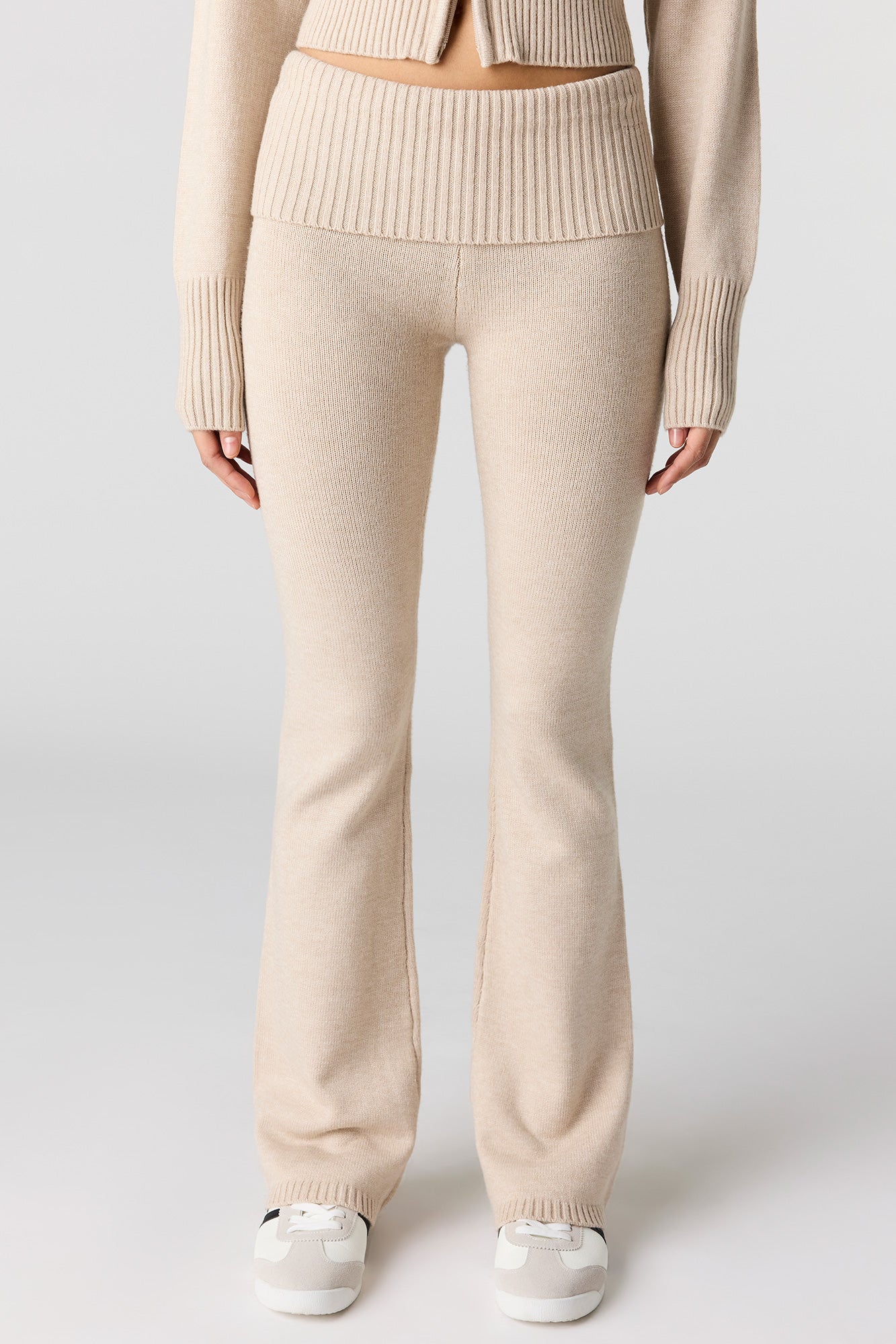 Knit Foldover Waist Flare Pant