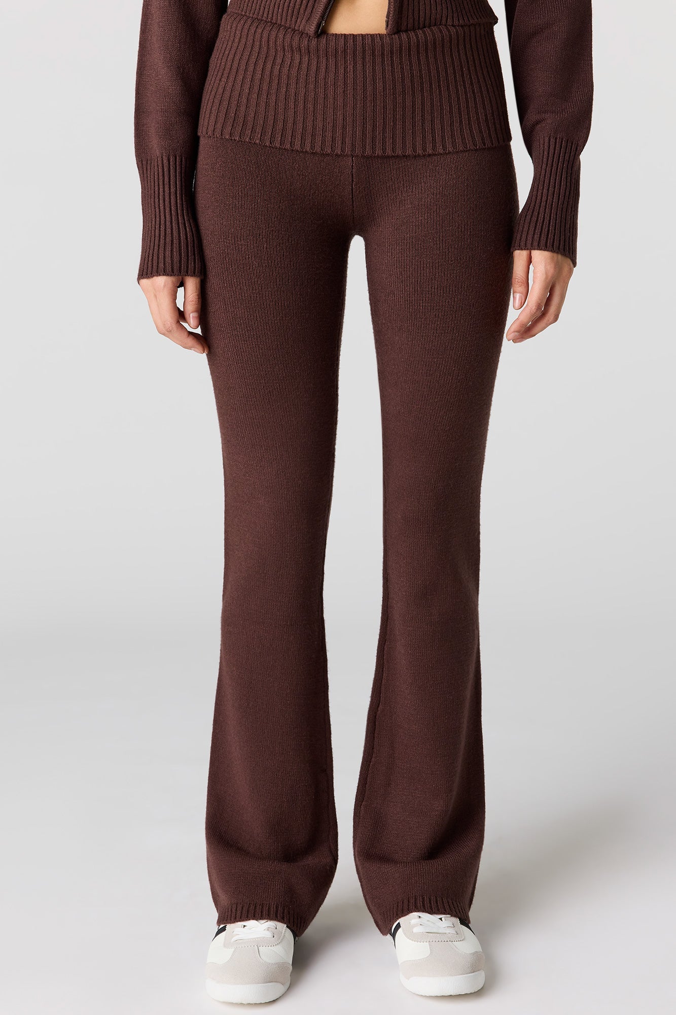 Knit Foldover Waist Flare Pant
