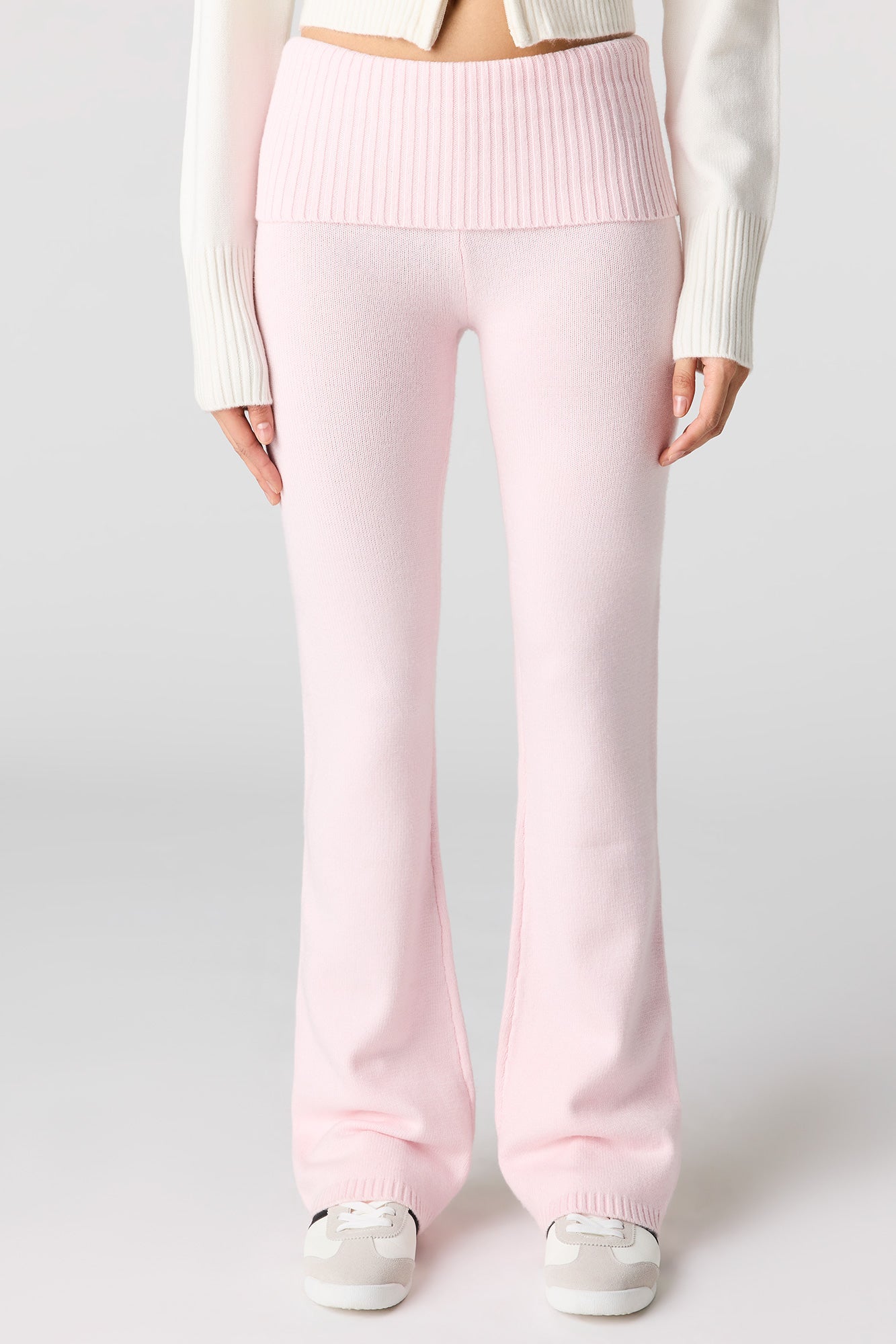 Knit Foldover Waist Flare Pant